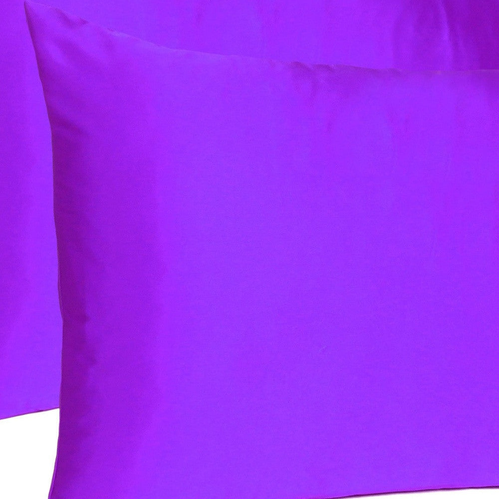 Bright Purple Dreamy Set Of 2 Silky Satin King Pillowcases