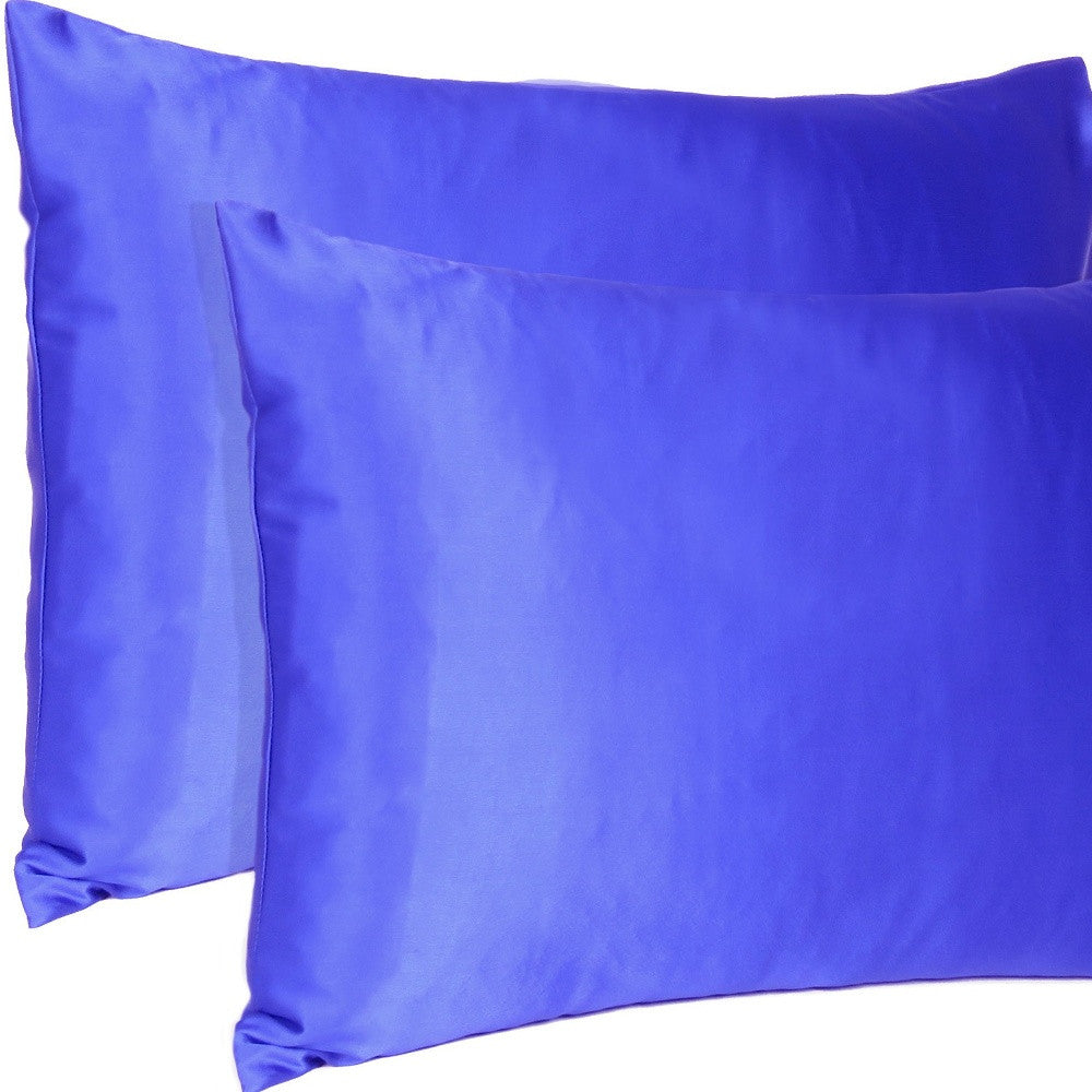 Royal Blue Dreamy Set Of 2 Silky Satin King Pillowcases
