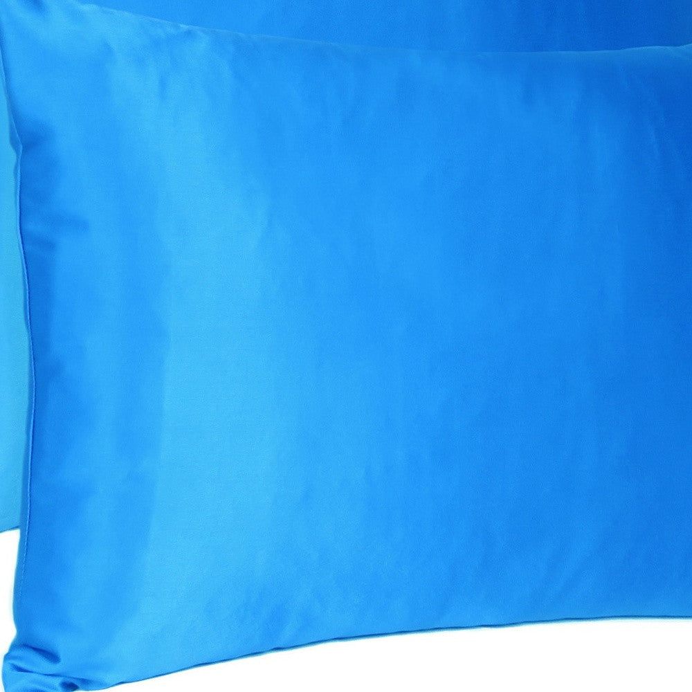 Blue Dreamy Set Of 2 Silky Satin Standard Pillowcases