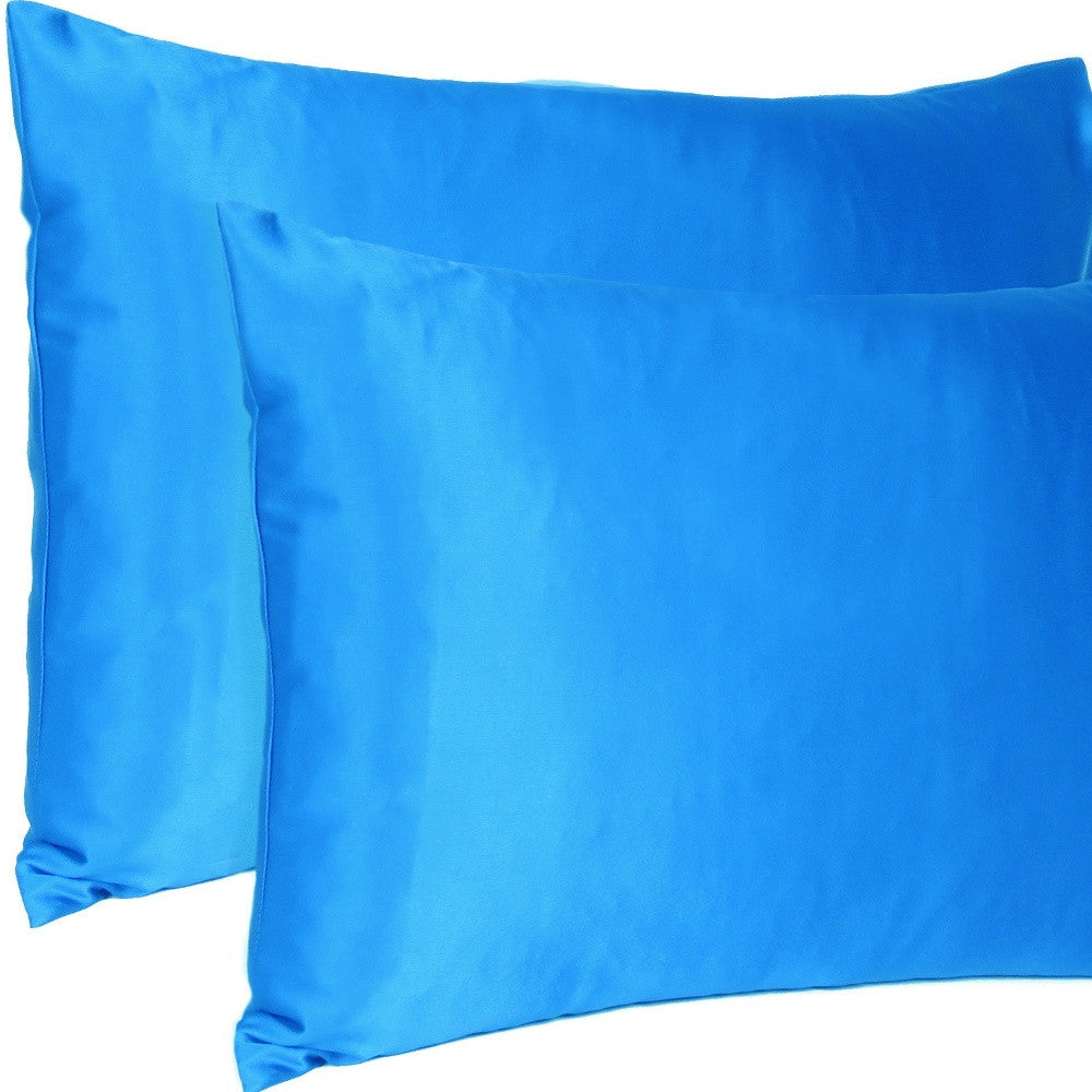 Blue Dreamy Set Of 2 Silky Satin Standard Pillowcases