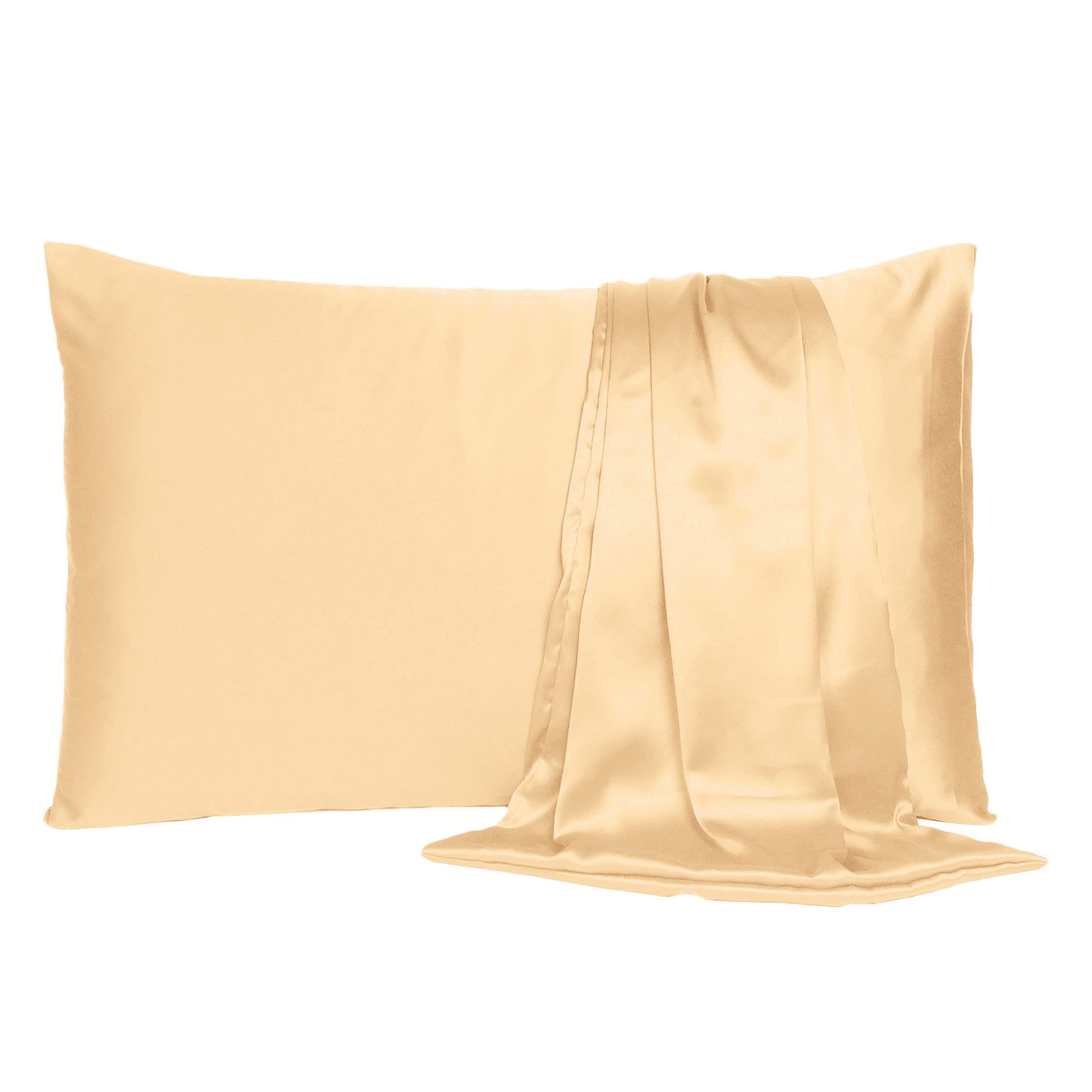 Pale Peach Dreamy Set Of 2 Silky Satin Standard Pillowcases