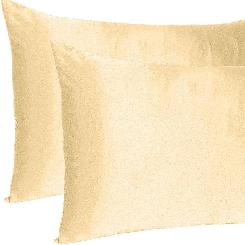 Pale Peach Dreamy Set Of 2 Silky Satin Standard Pillowcases