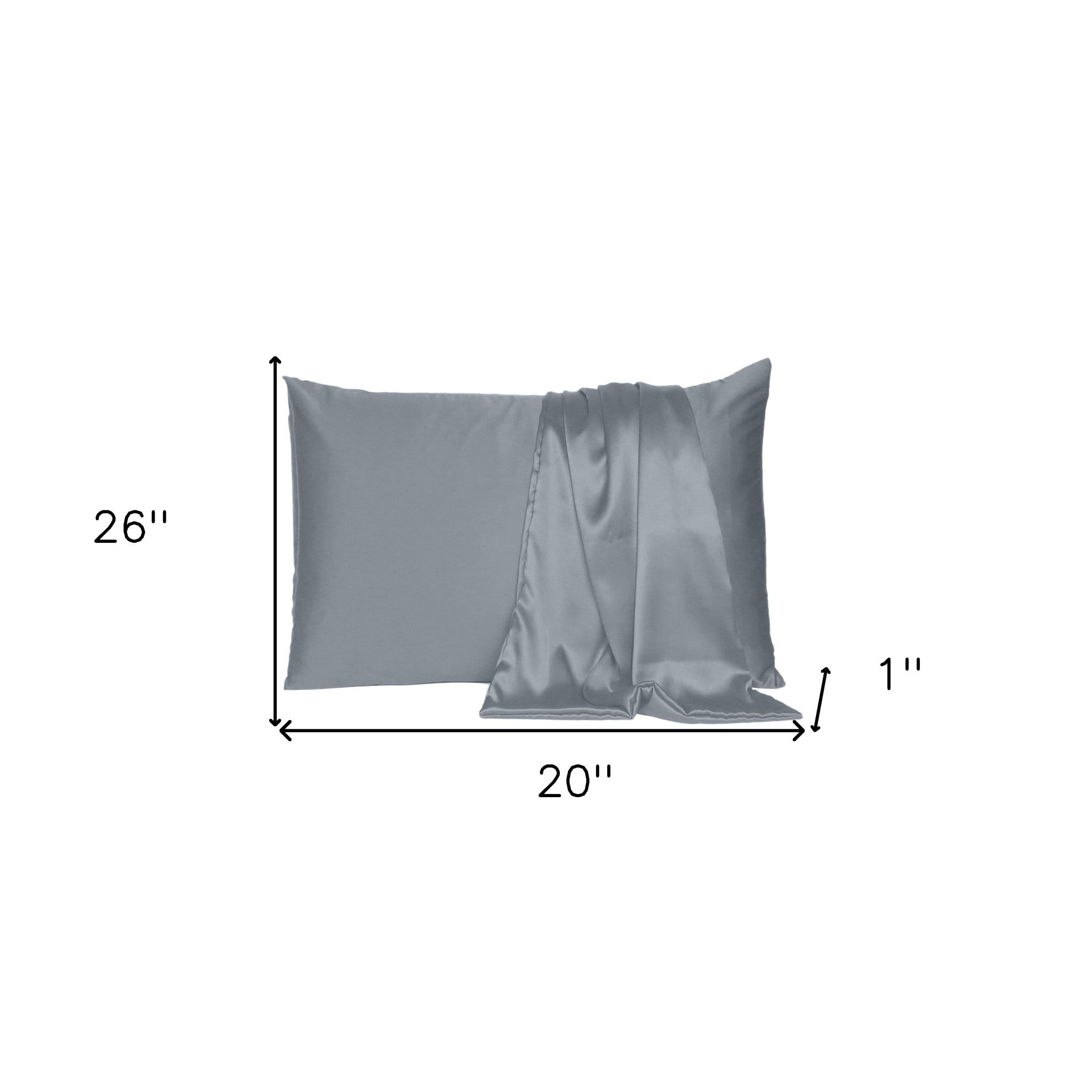 Dark Gray Dreamy Set Of 2 Silky Satin Standard Pillowcases