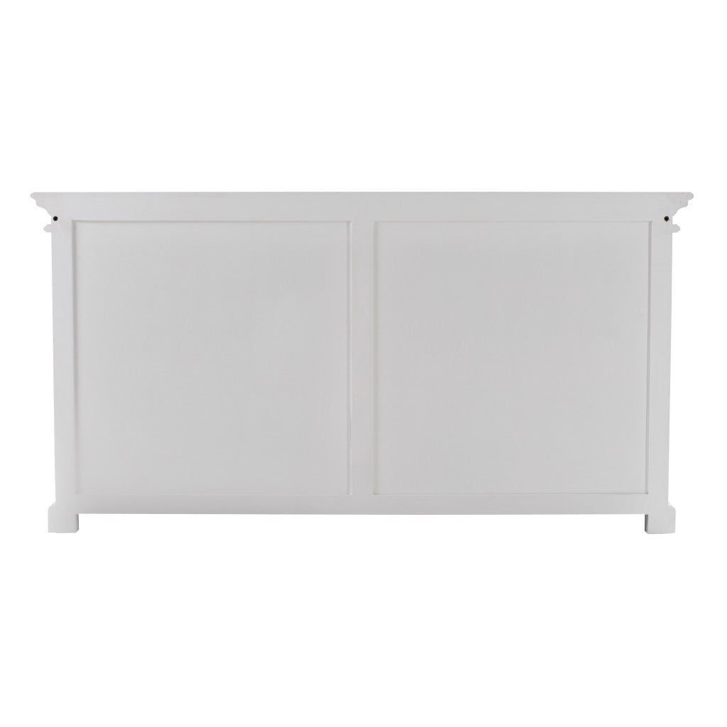 64" White Distressed Solid Wood Sideboard with Four Glass Doors