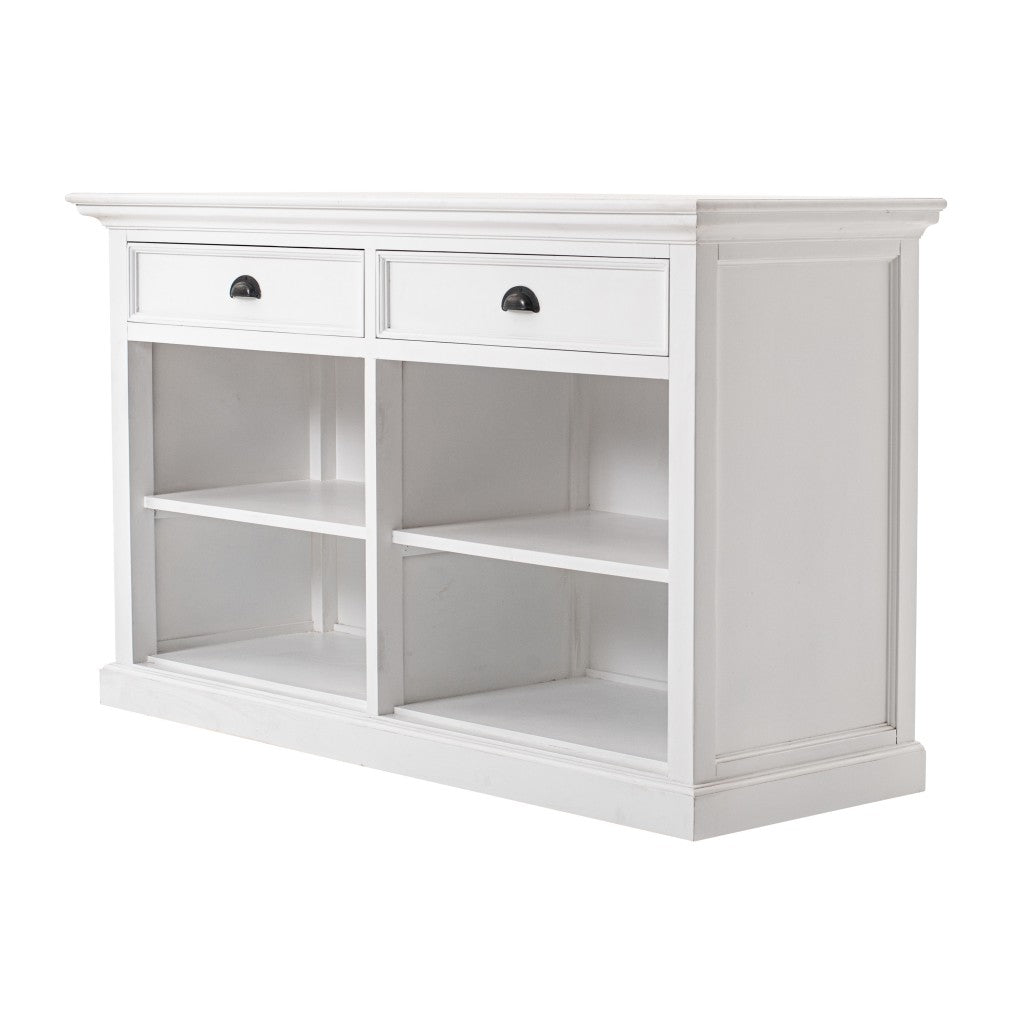 57" White Wood Two Drawer Buffet Server