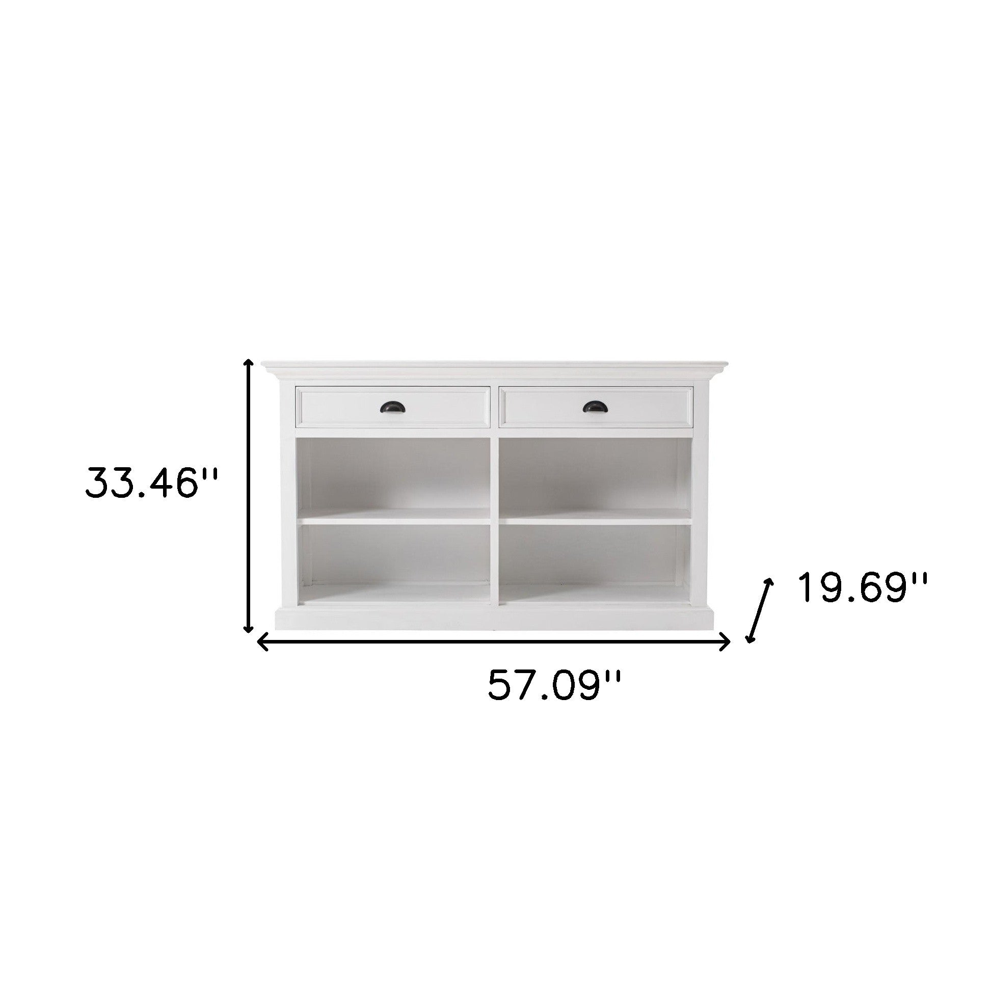 57" White Wood Two Drawer Buffet Server