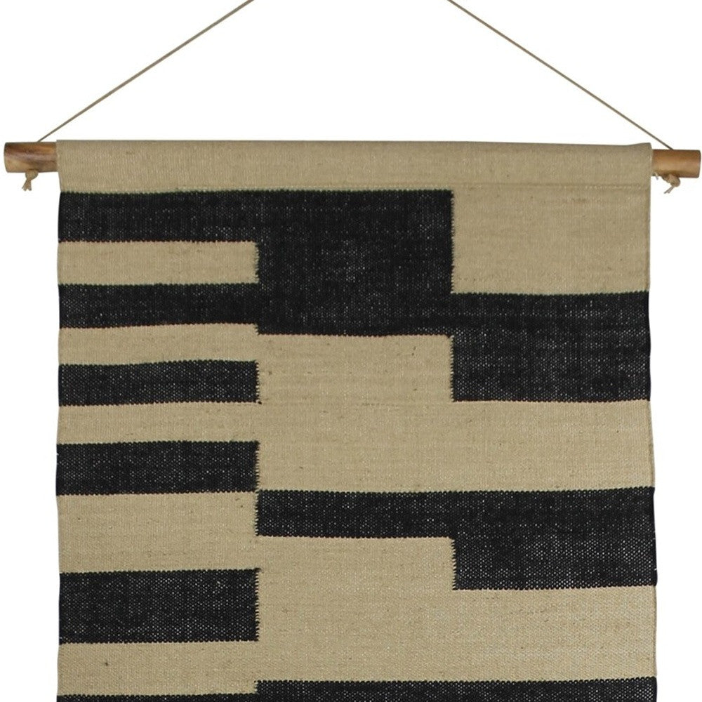 Black And Beige Jute Wall Hanging