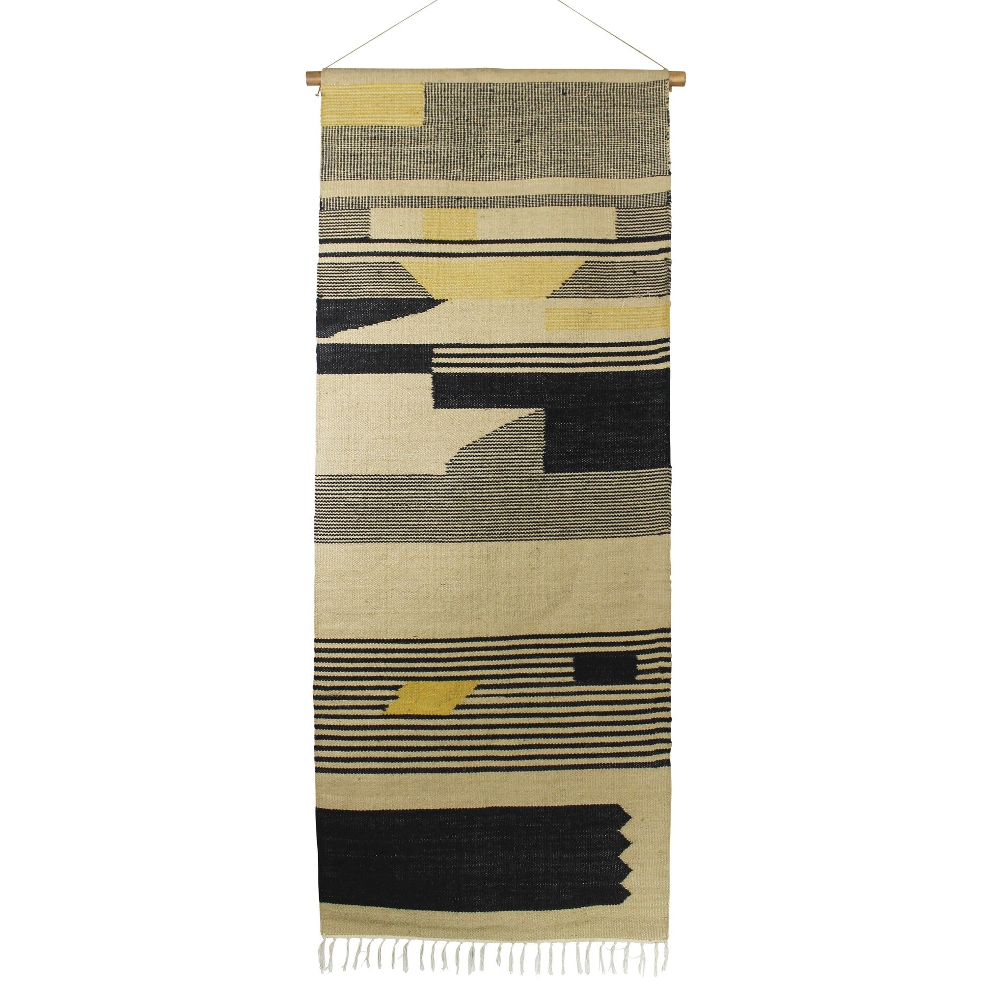 Black And Beige Angular Patterns Wall Hanging