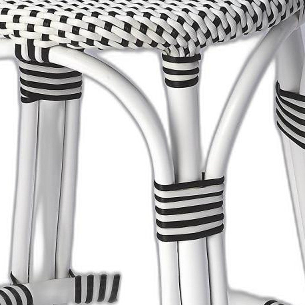 24" Black and White Rattan Backless Counter Height Bar Chair