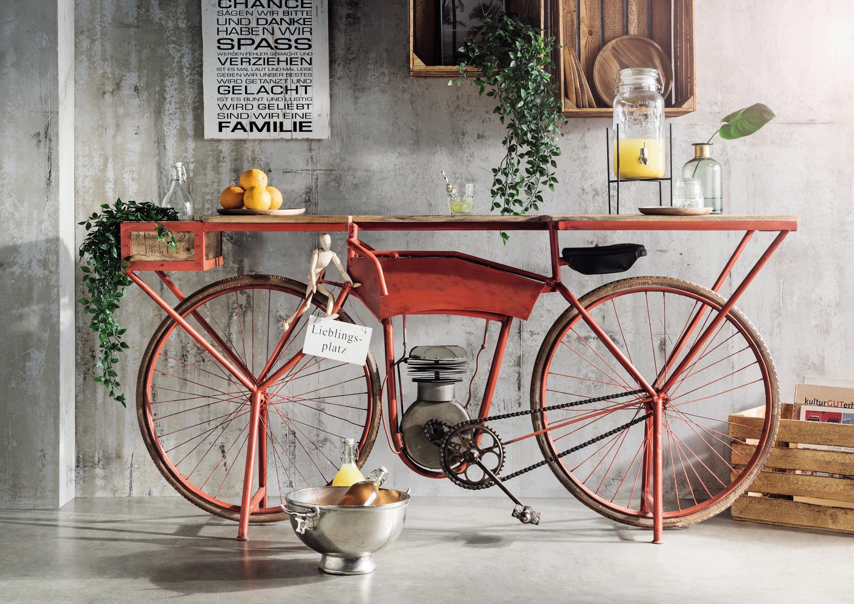 Orange Flying Merkel Motorcycle Bar Cart