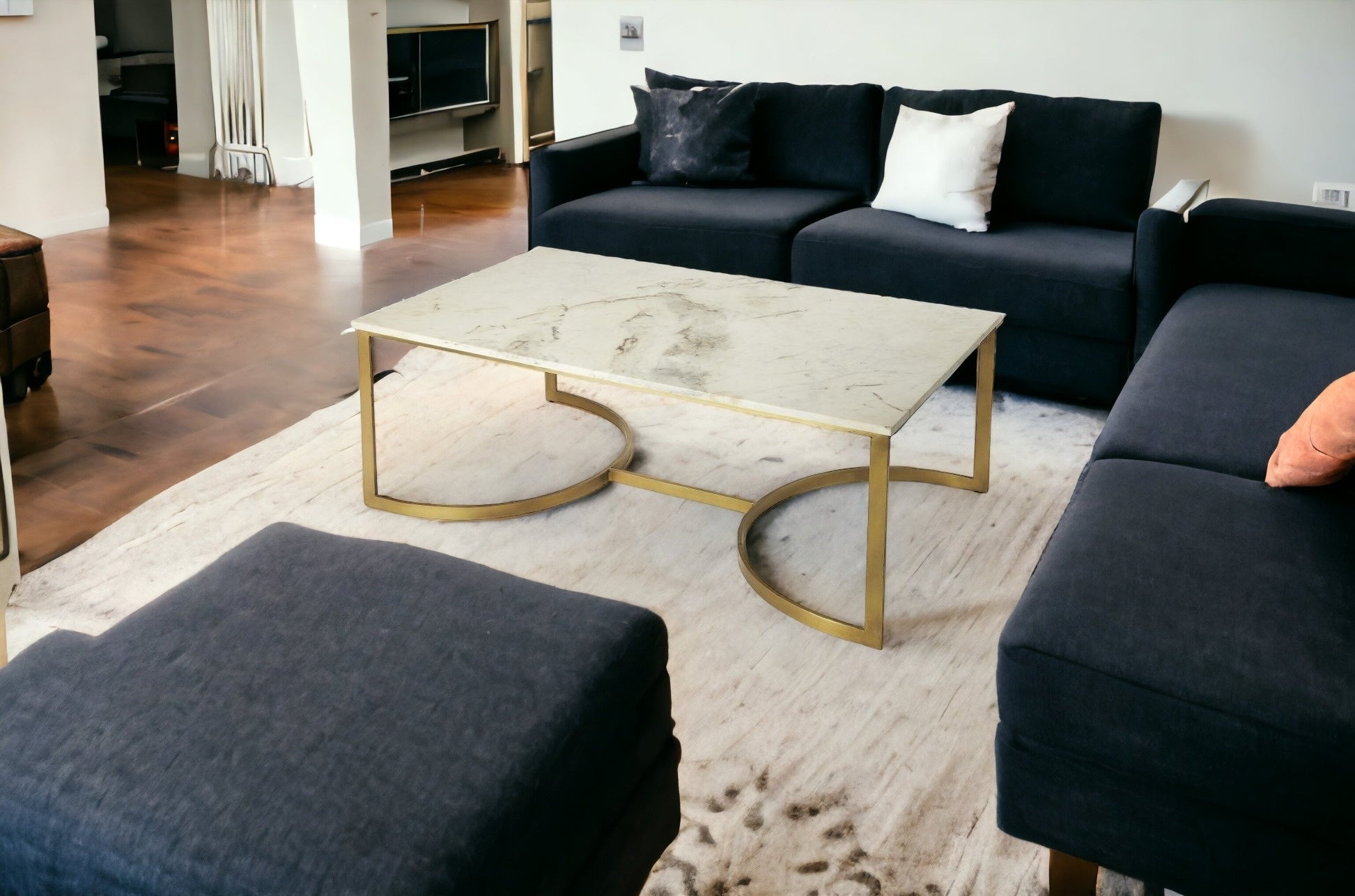 Metal And Marble Coffee Table
