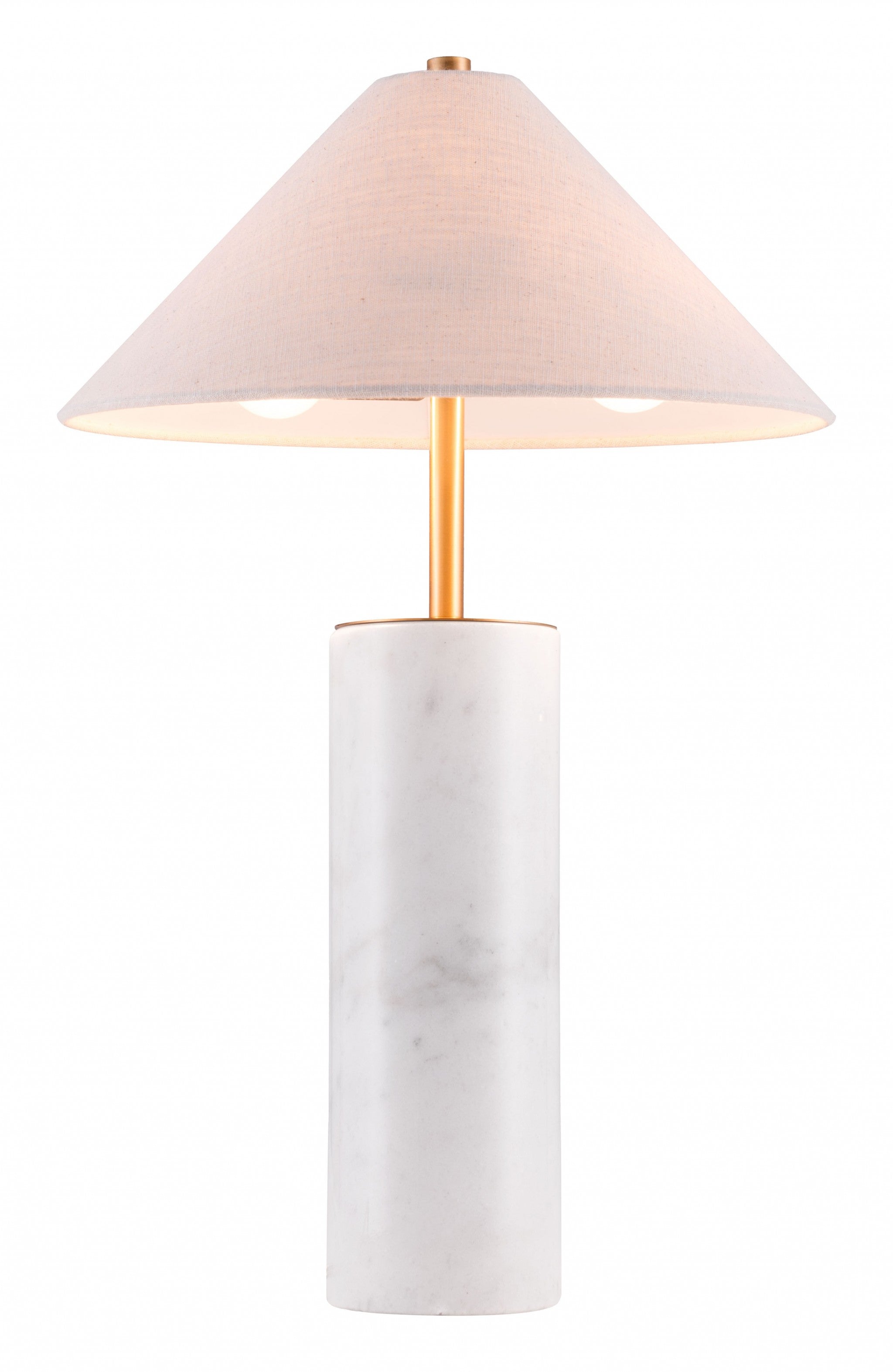 55" White Metal Bedside Table Lamp With Beige Empire Shade