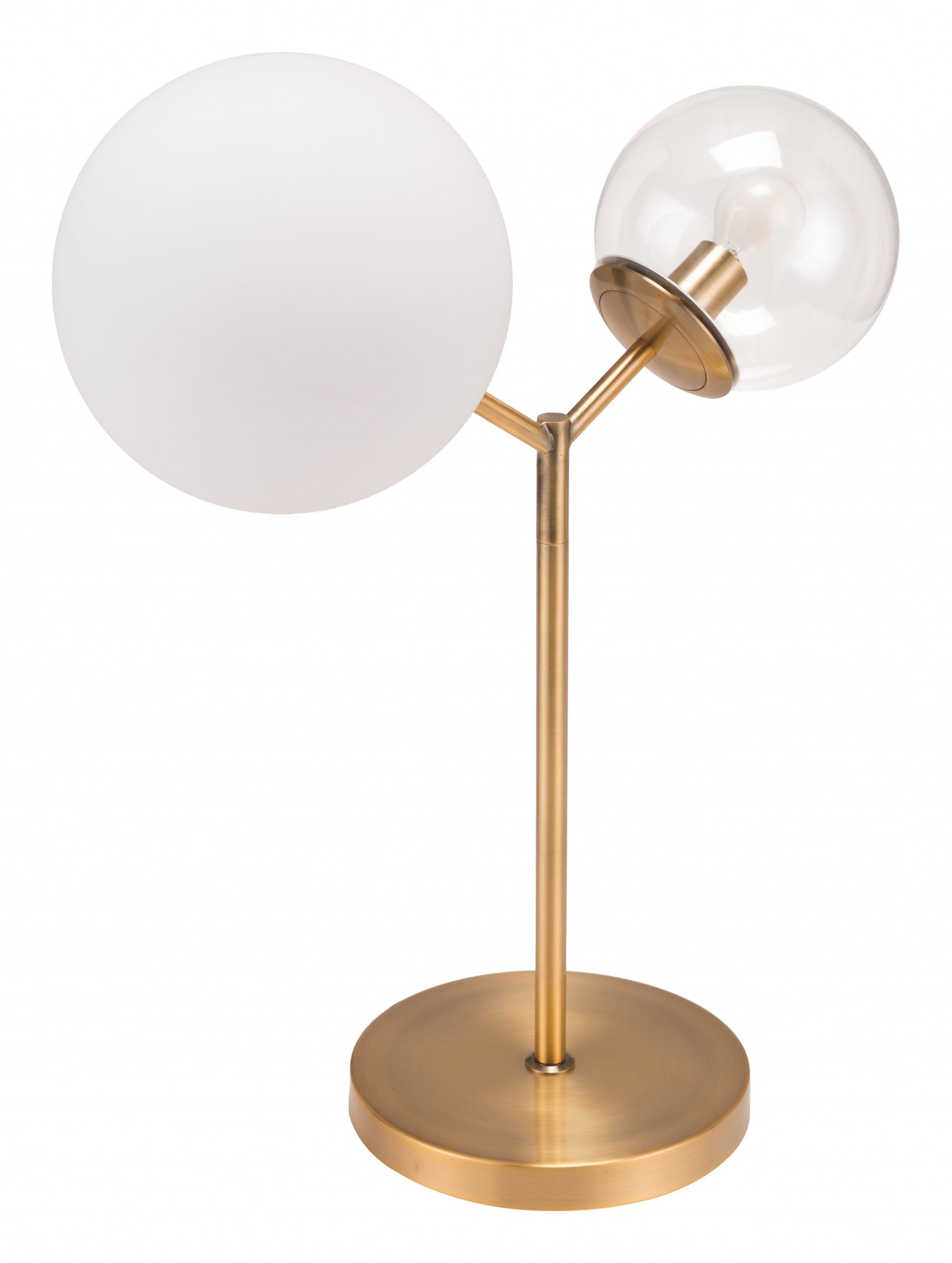 56" Copper Metal Bedside Table Lamp With Clear Globe Shade