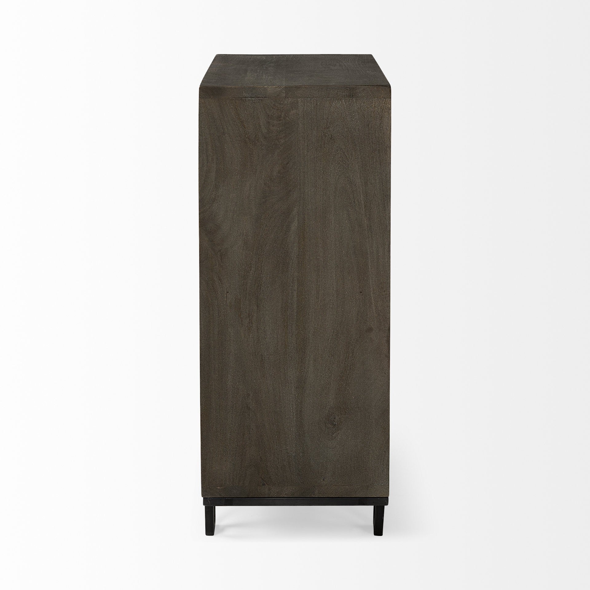 16" Black and Dark Brown Accent Cabinet With One Shelf