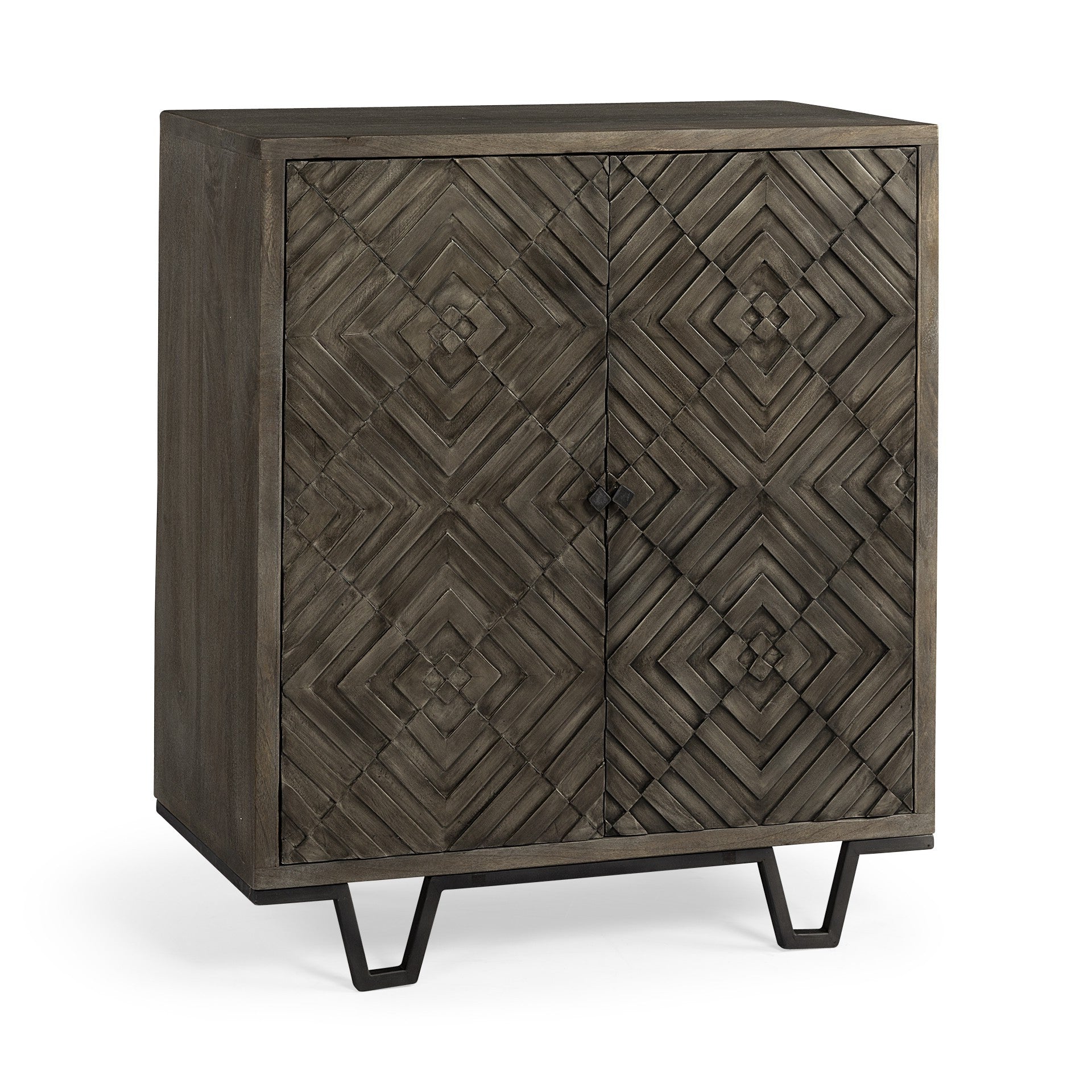 16" Black and Dark Brown Accent Cabinet With One Shelf