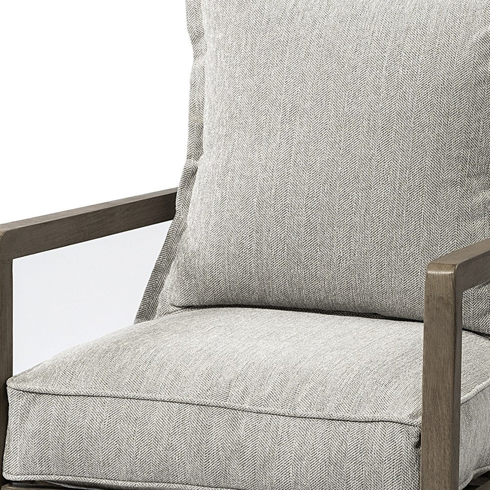 Wooden Accent Chair With Ash Gray Cushions