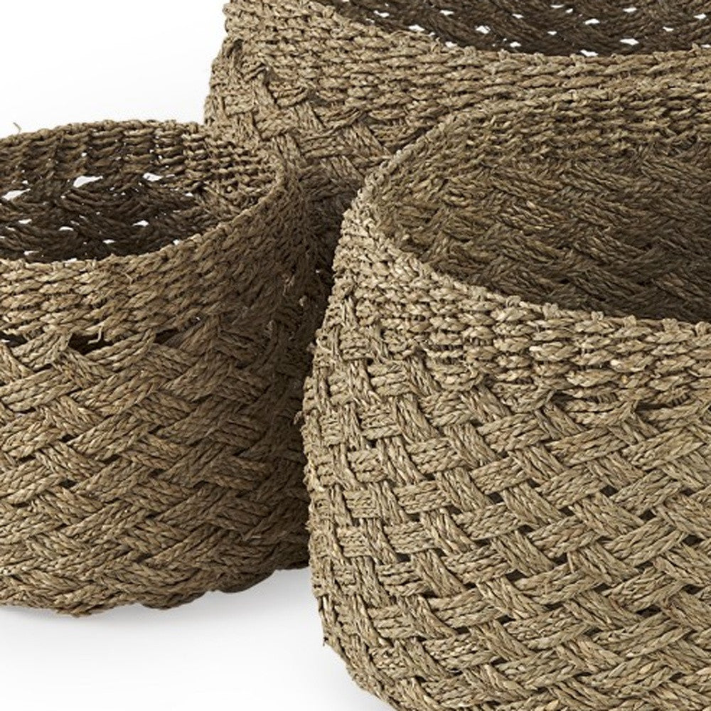 Set Of Three Woven Wicker Storage Baskets