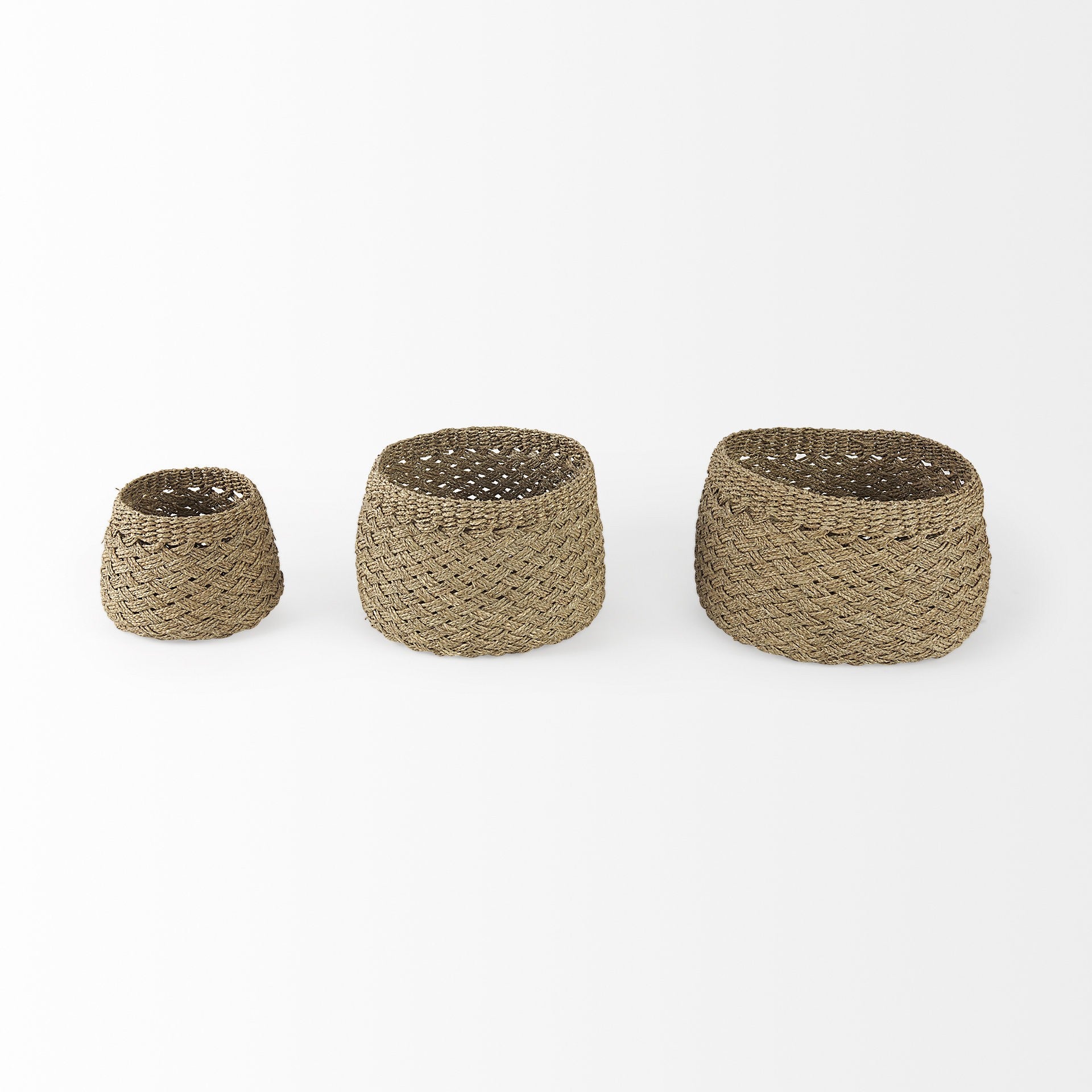 Set Of Three Woven Wicker Storage Baskets