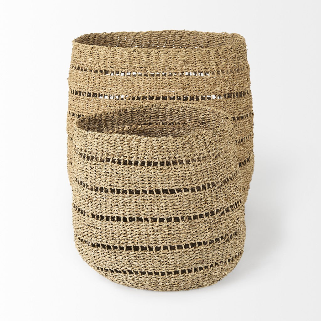 Set Of Two Woven Wicker  Storage Baskets