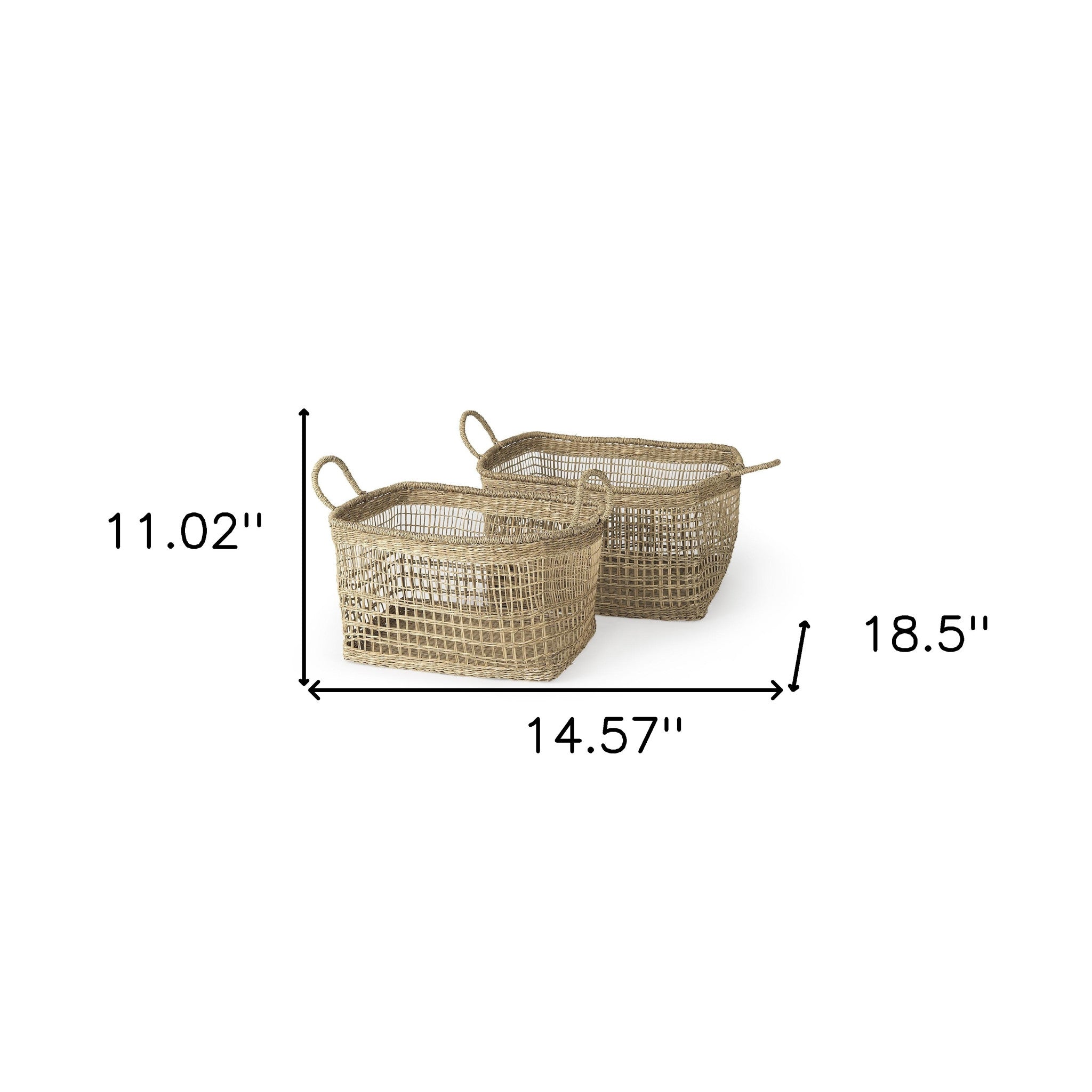 Set Of Two Brown Wicker Storage Baskets