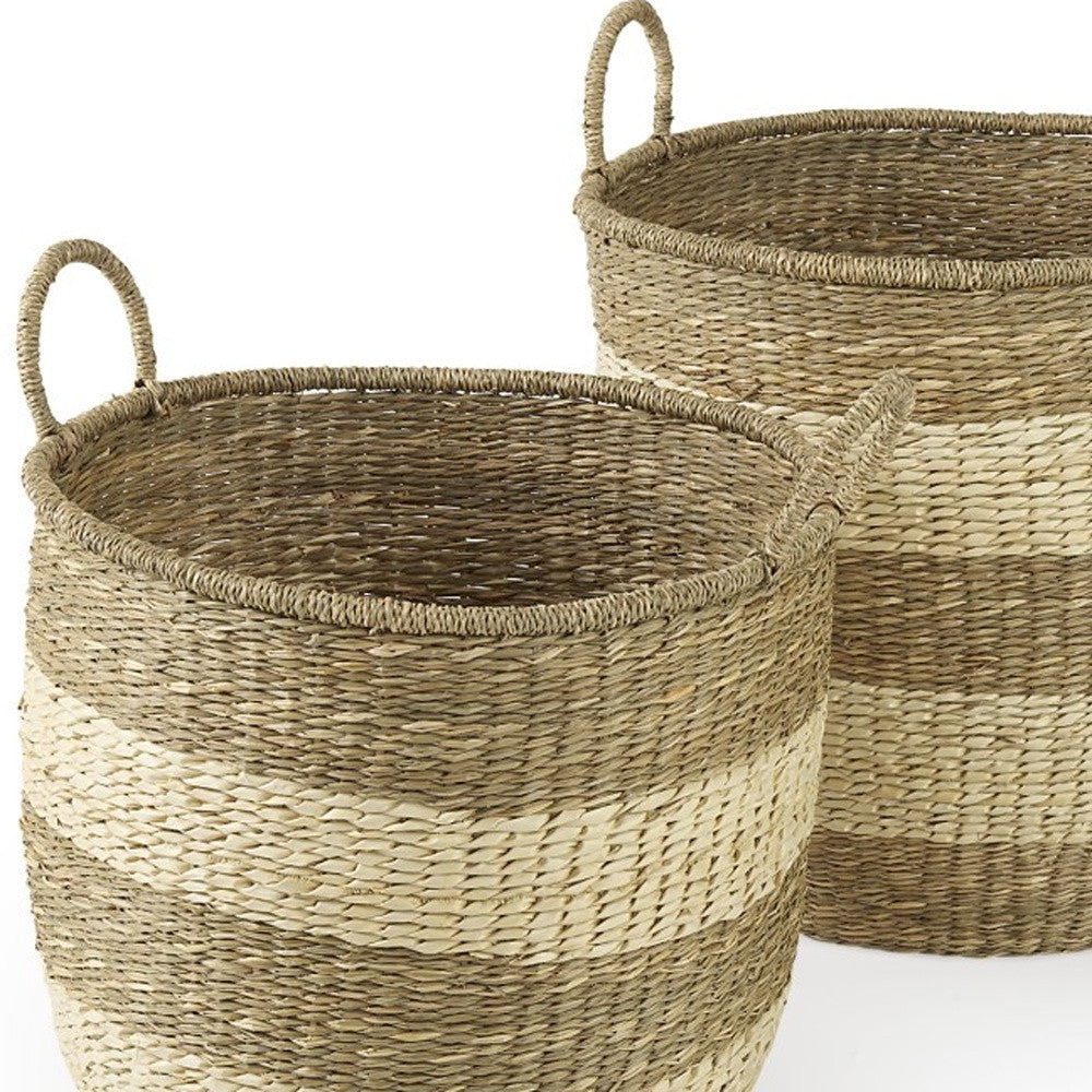 Set Of Two Round Wicker Storage Baskets