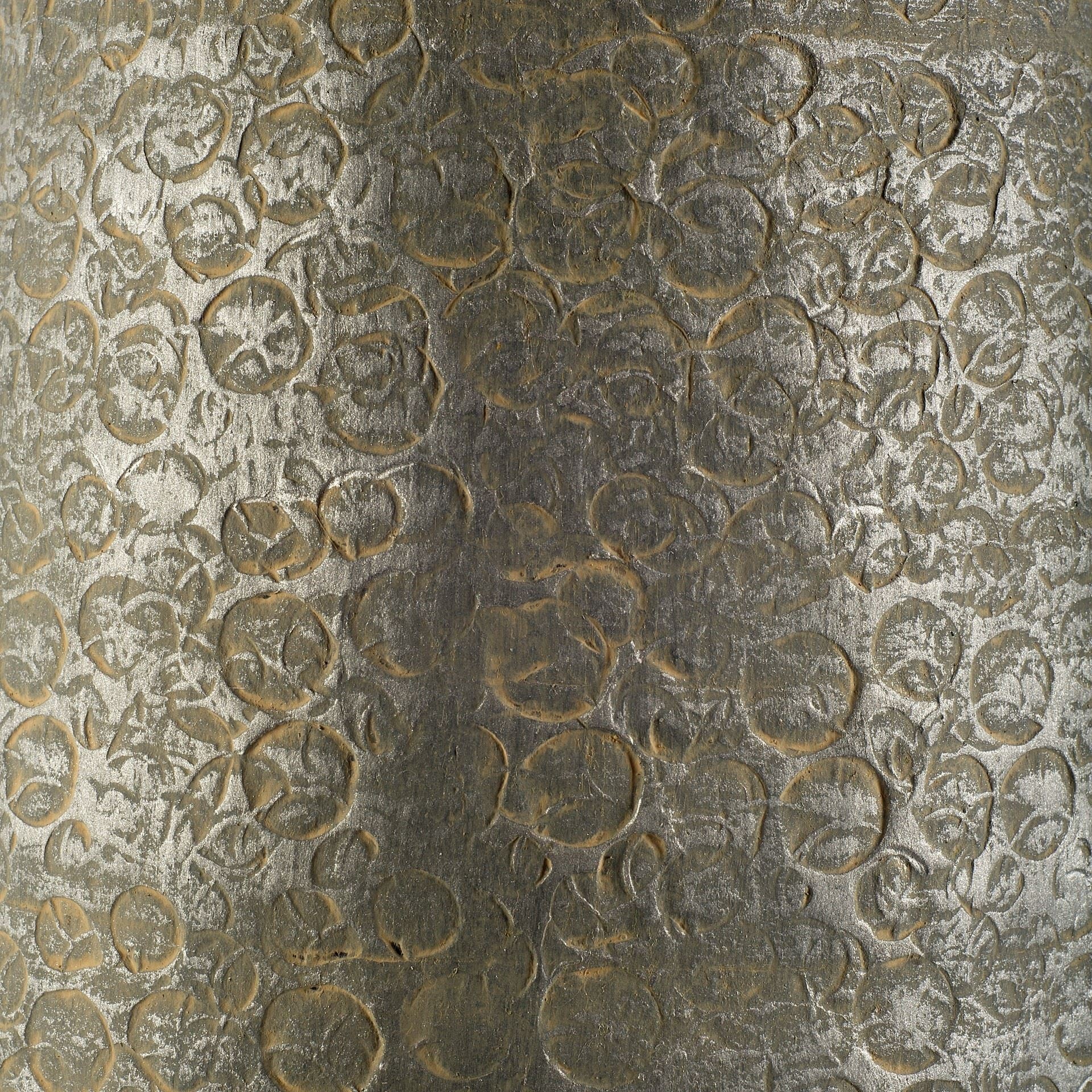 39" Rustic Gray And Gold Textured Ceramic Floor Vase