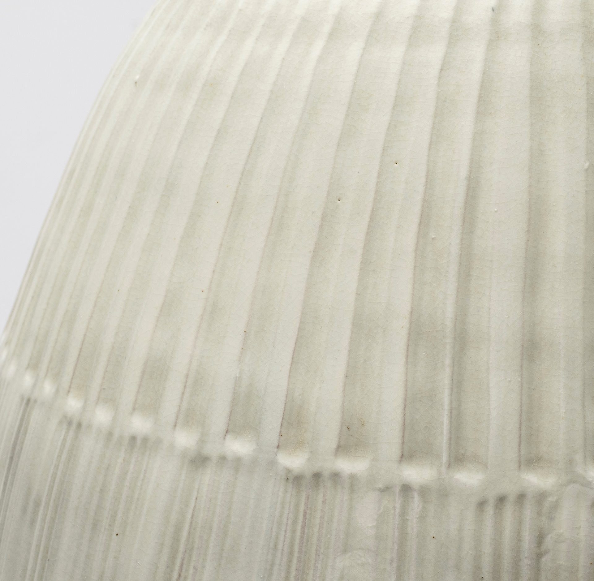 White Embossed Stripes Ceramic Vase