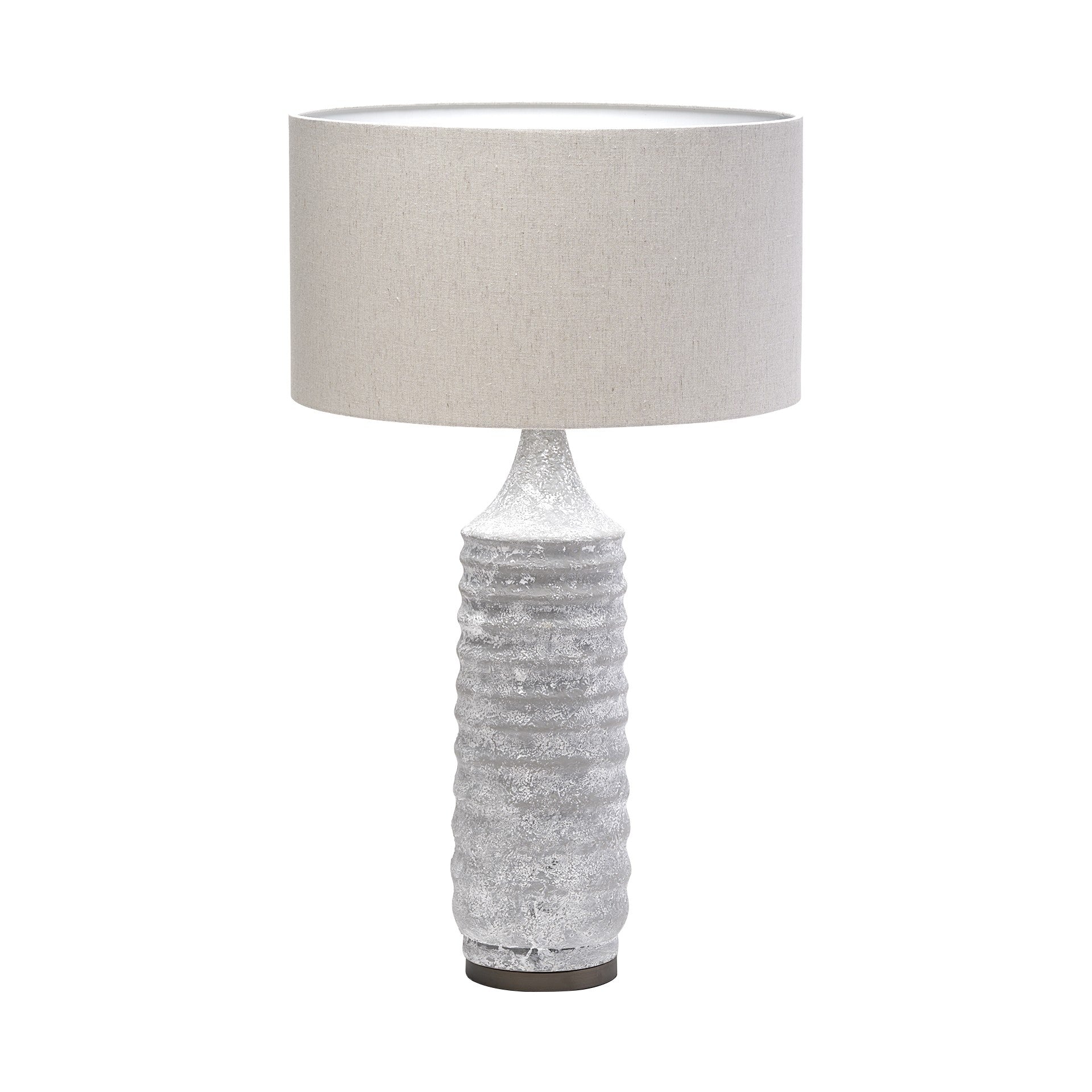 31" Gray Lamp Base LED With Beige Shade