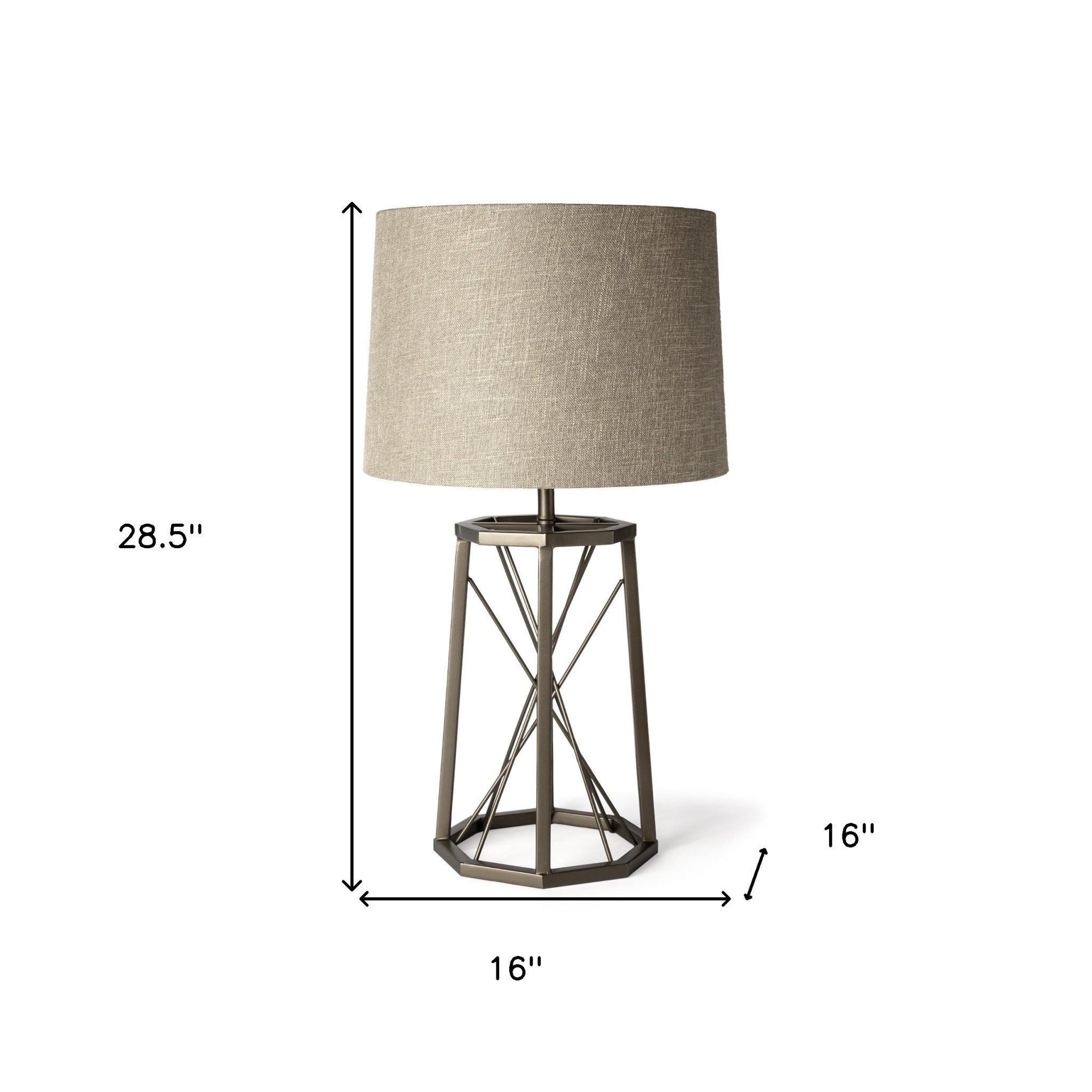 29" Bronze Lamp Base LED With Beige Shade
