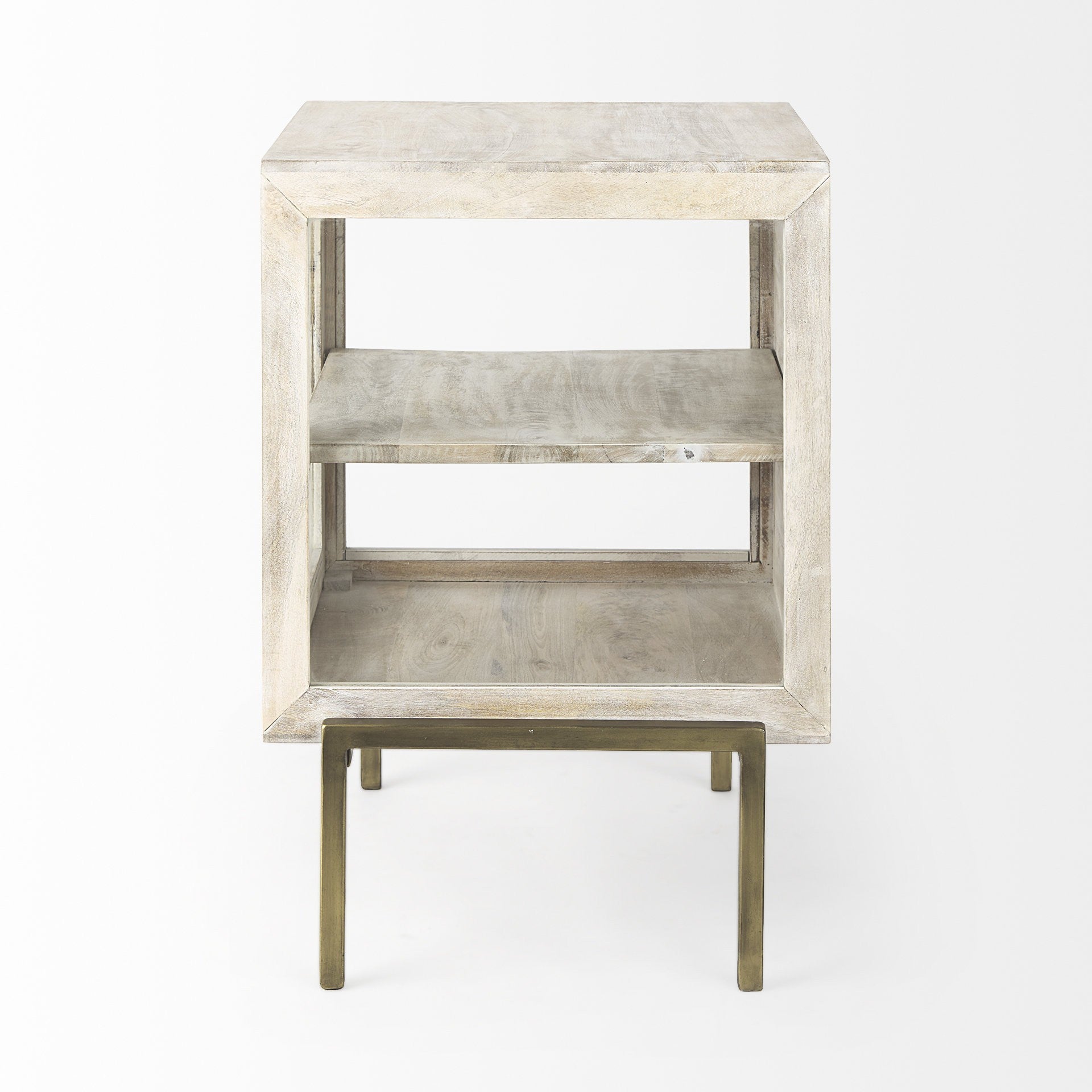 24" Beige Solid Wood Square End Table