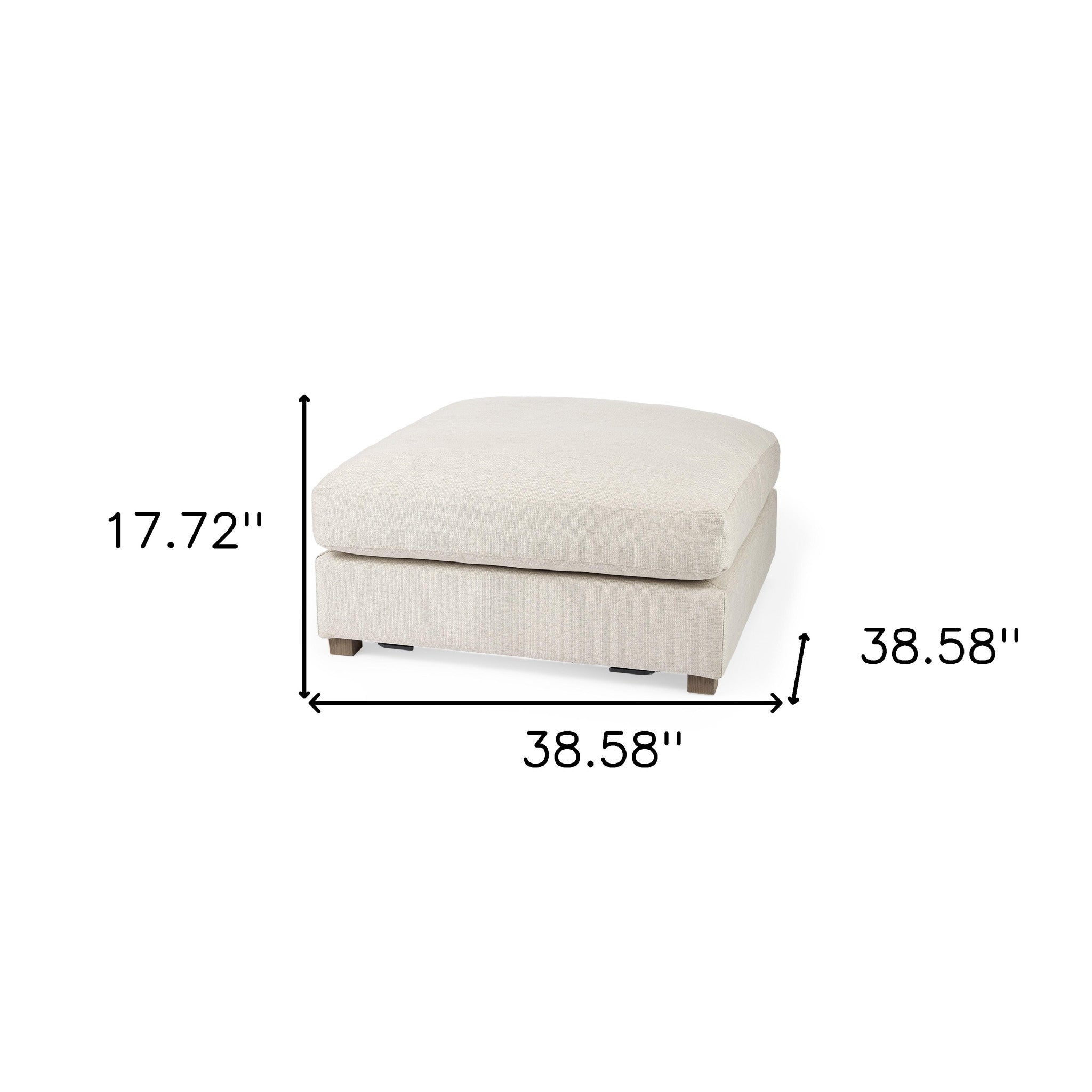 39" Beige Polyester And Brown Cocktail Ottoman