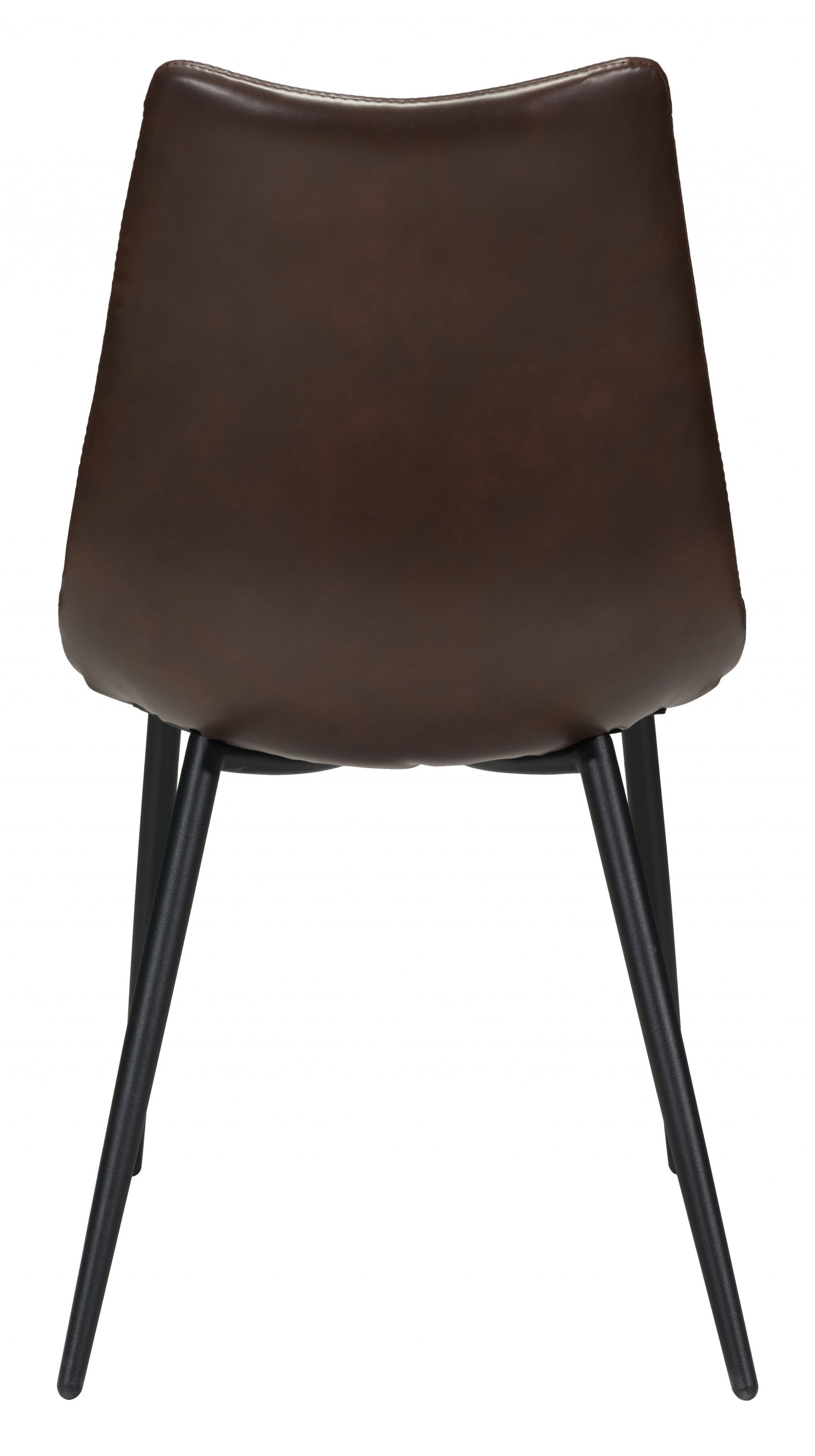 Set Of Two Black Brown Faux Leather Solid Back Dining Chairs
