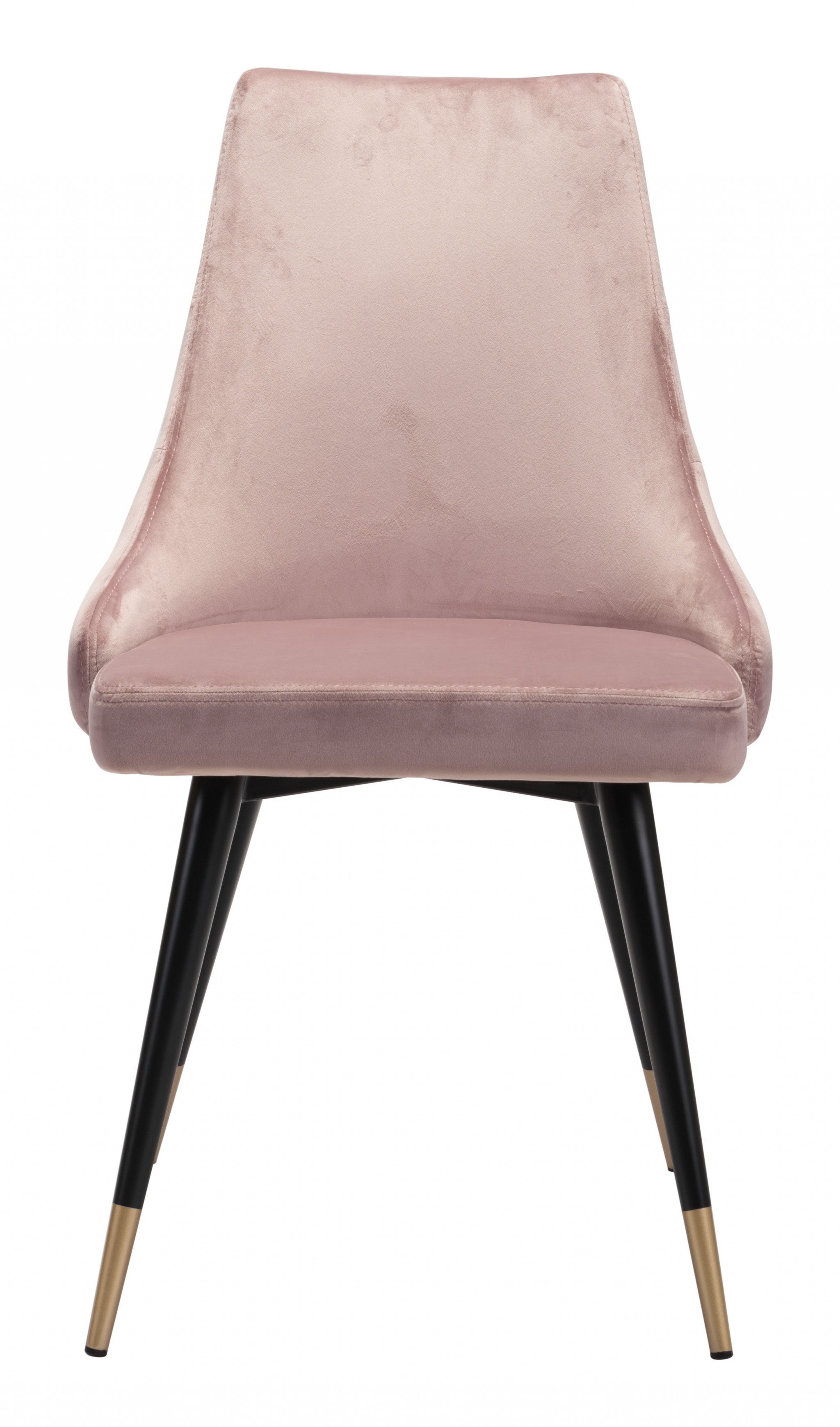 Set of Two Tufted Pink And Black Upholstered Velvet Windsor Back Dining Side Chairs