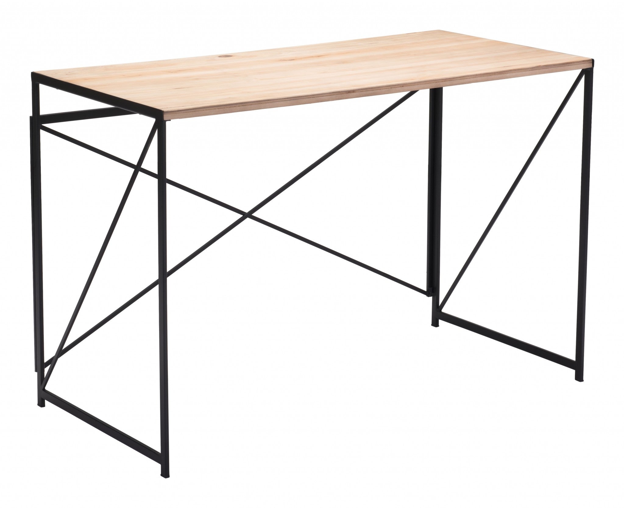 45" Natural and Black Solid Wood Writing Desk