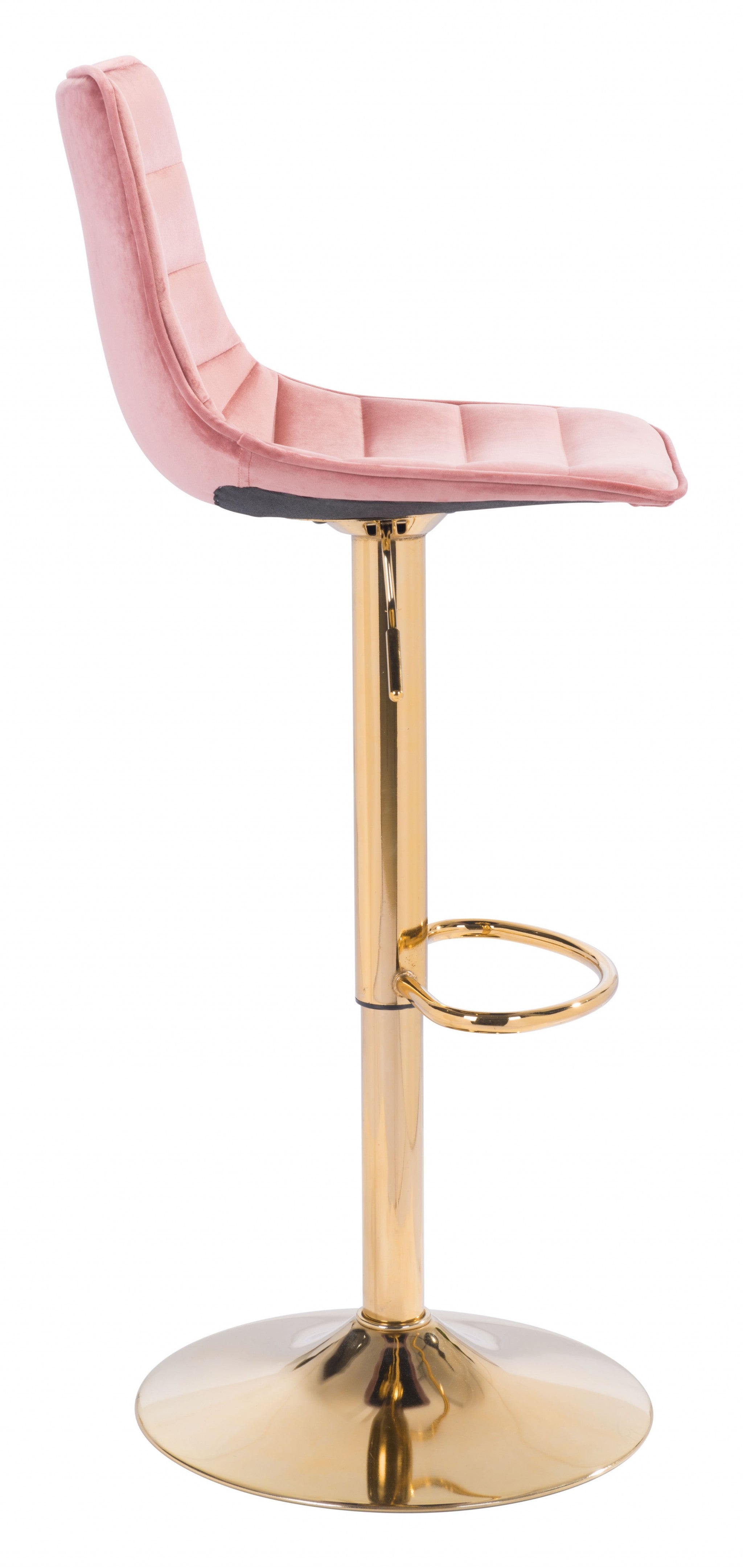 24" Pink And Gold Steel Swivel Low Back Counter Height Bar Chair