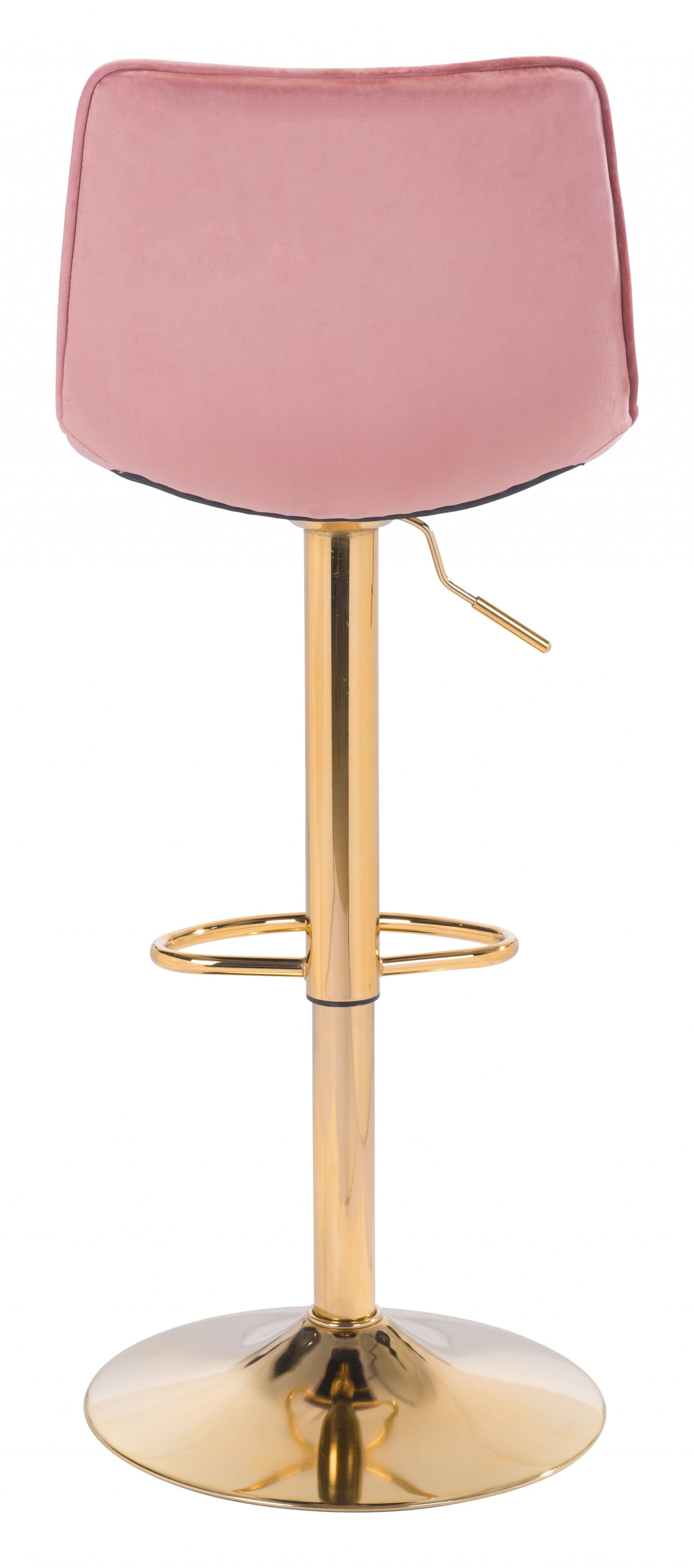 24" Pink And Gold Steel Swivel Low Back Counter Height Bar Chair