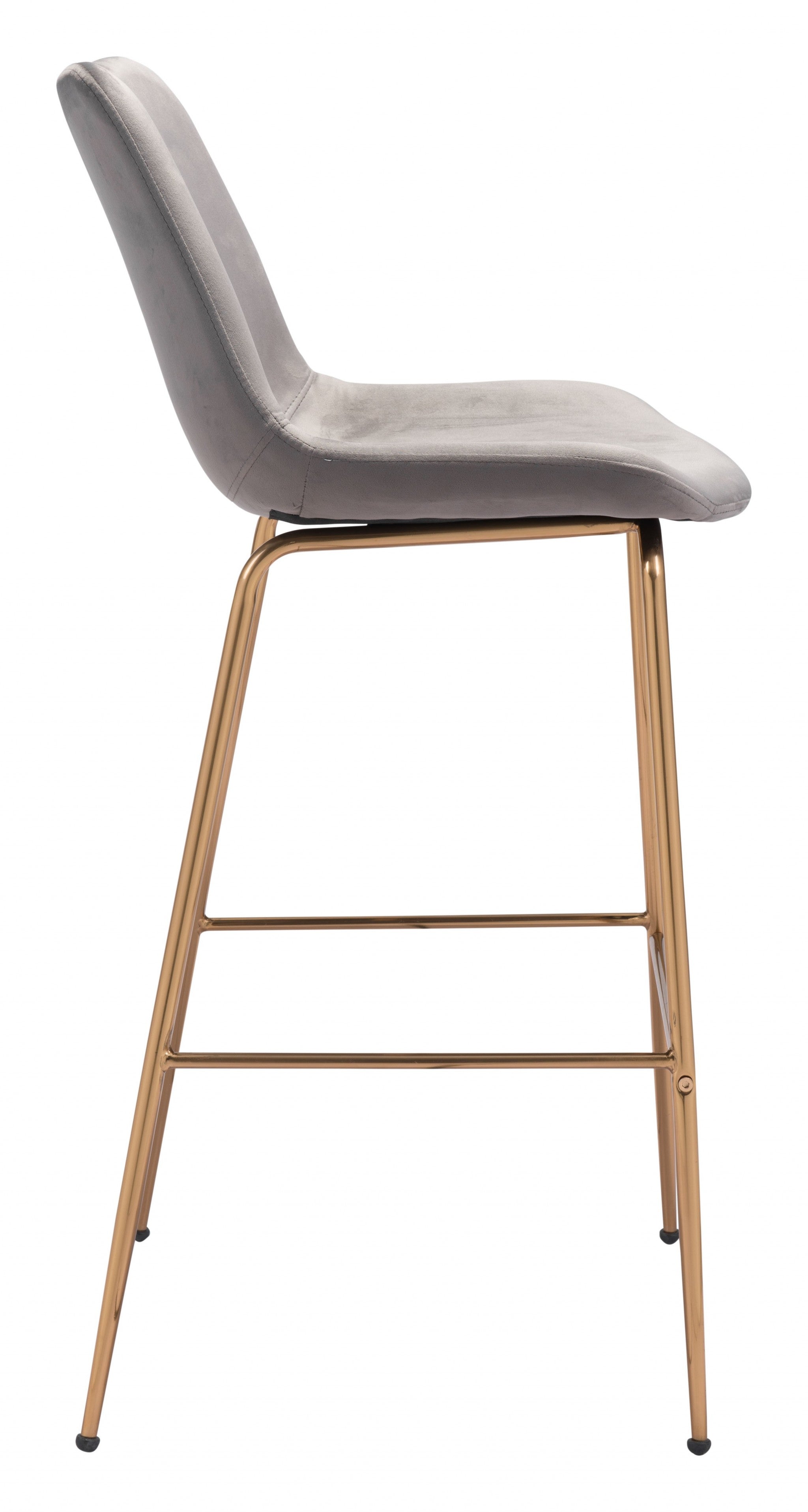 31" Gray And Copper Steel Low Back Bar Height Bar Chair