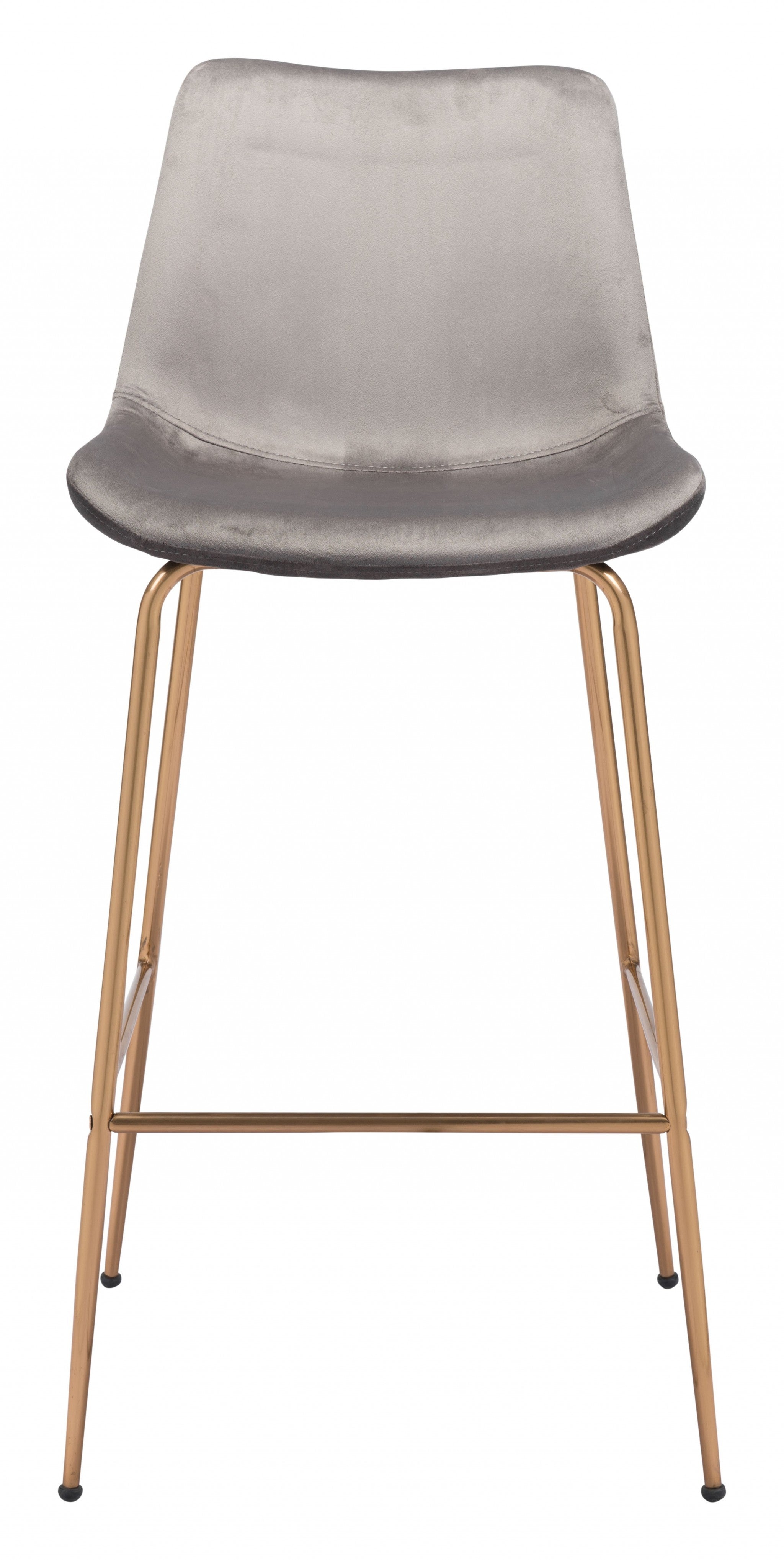 31" Gray And Copper Steel Low Back Bar Height Bar Chair