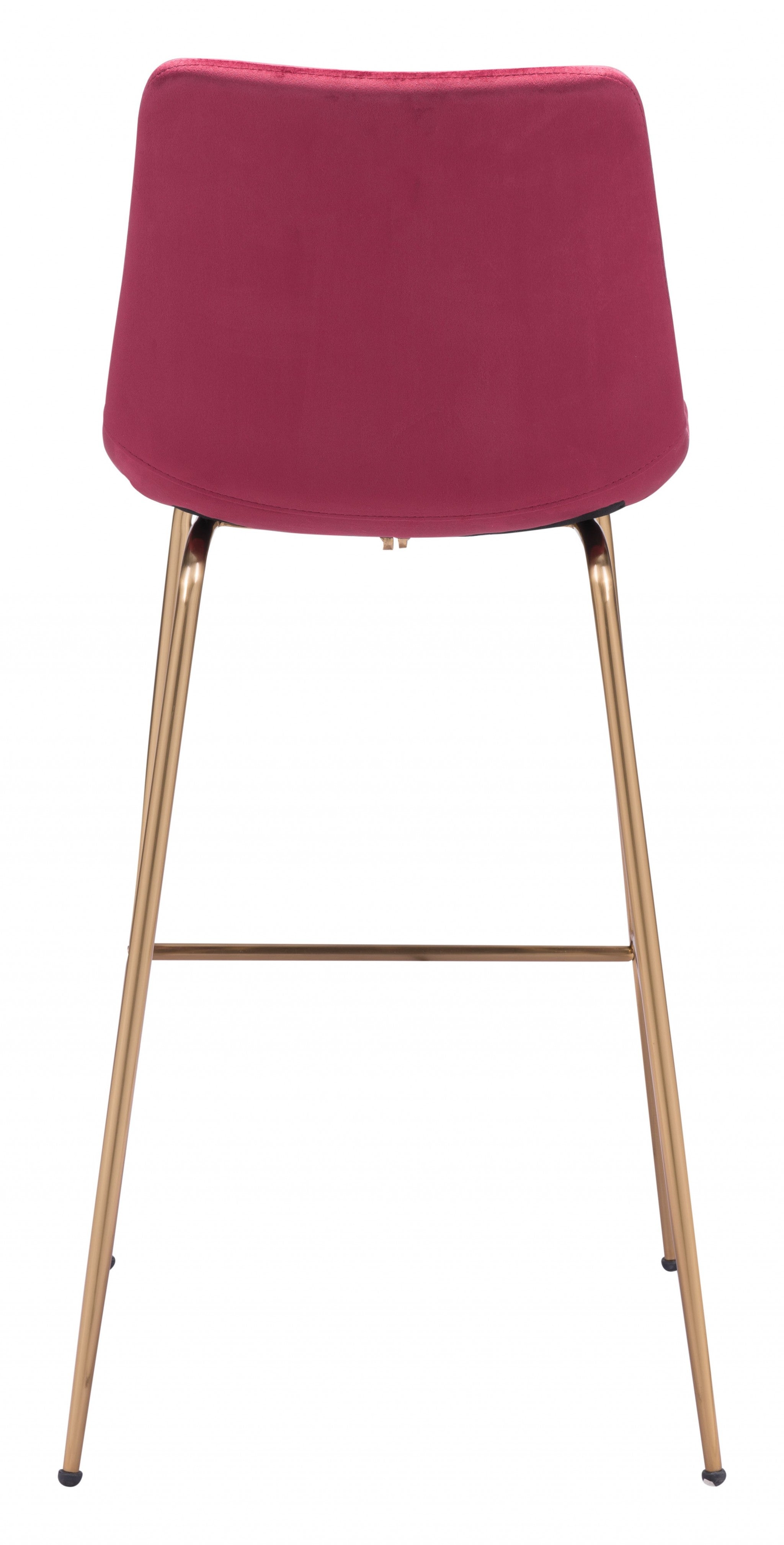 31" Red And Copper Steel Low Back Bar Height Bar Chair