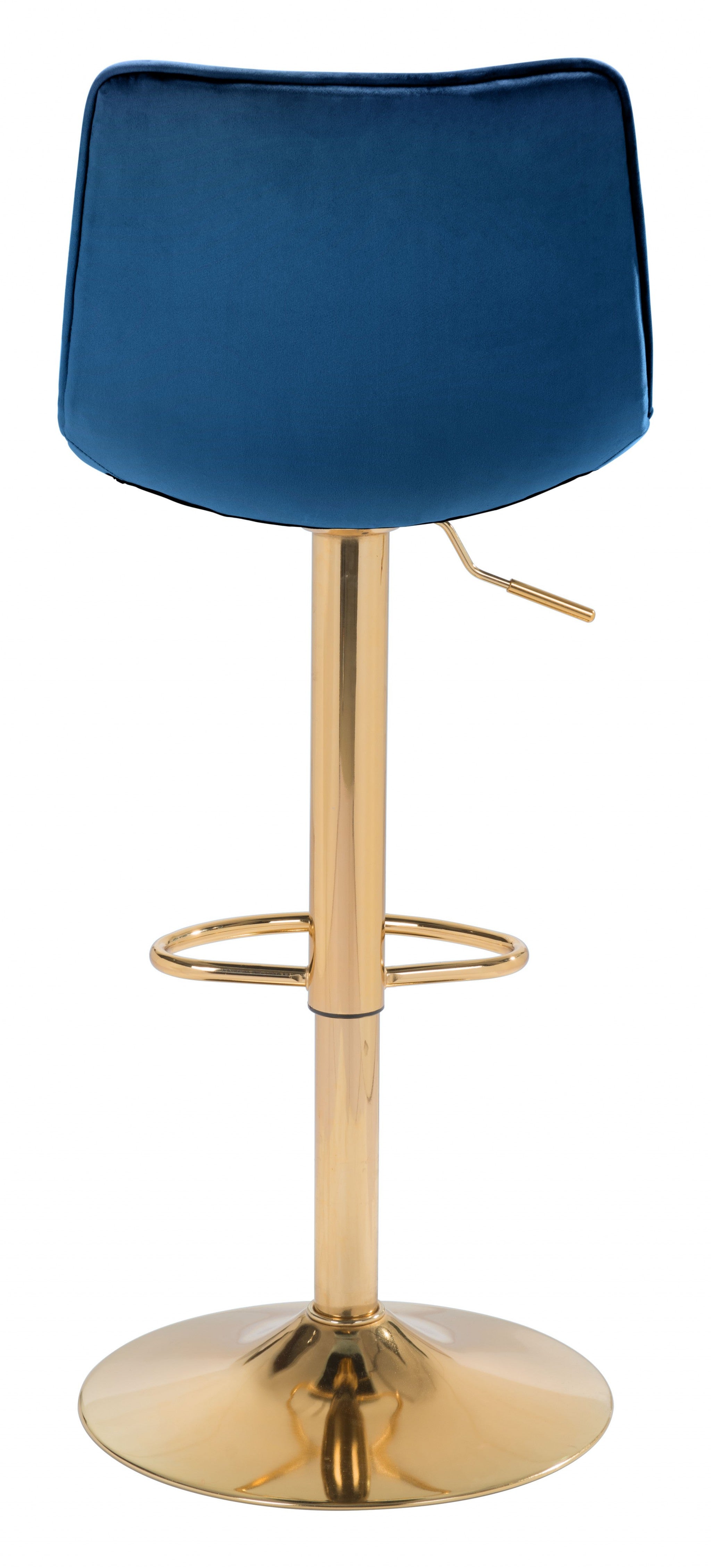 24" Dark Blue And Gold Steel Low Back Counter Height Bar Chair