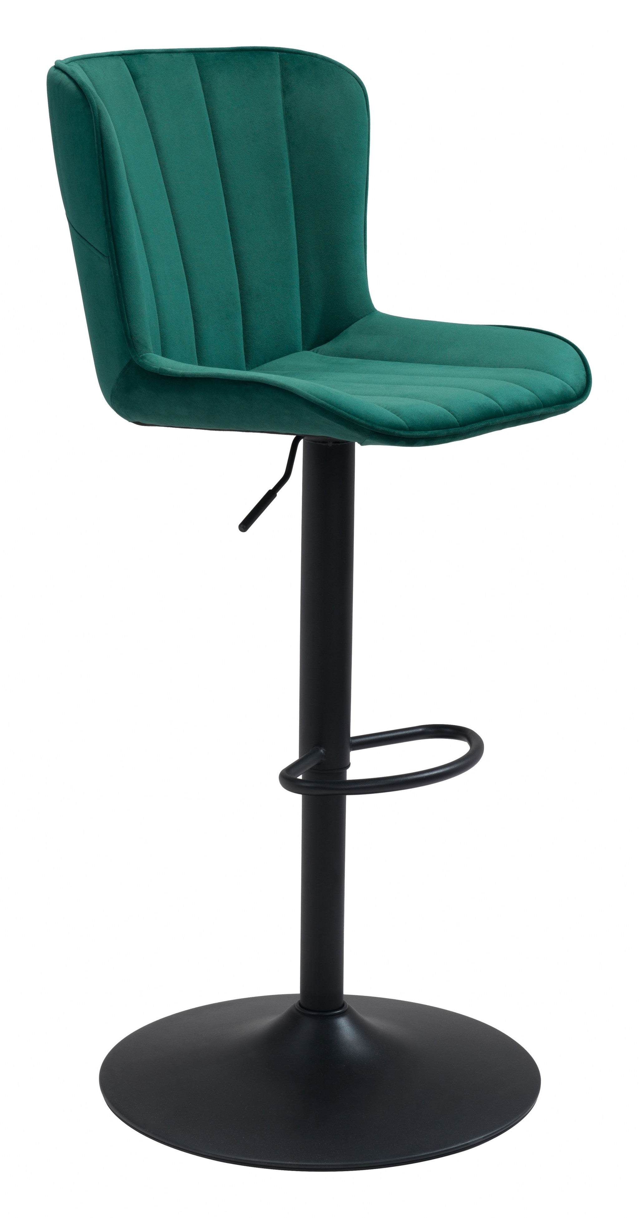 24" Green And Black Steel Swivel Low Back Counter Height Bar Chair