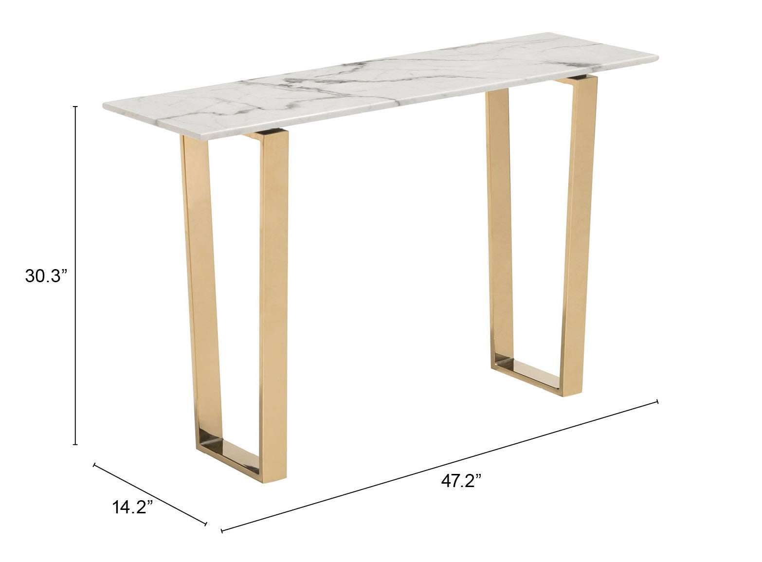 Designer's Choice White Faux Marble and Gold Console Table