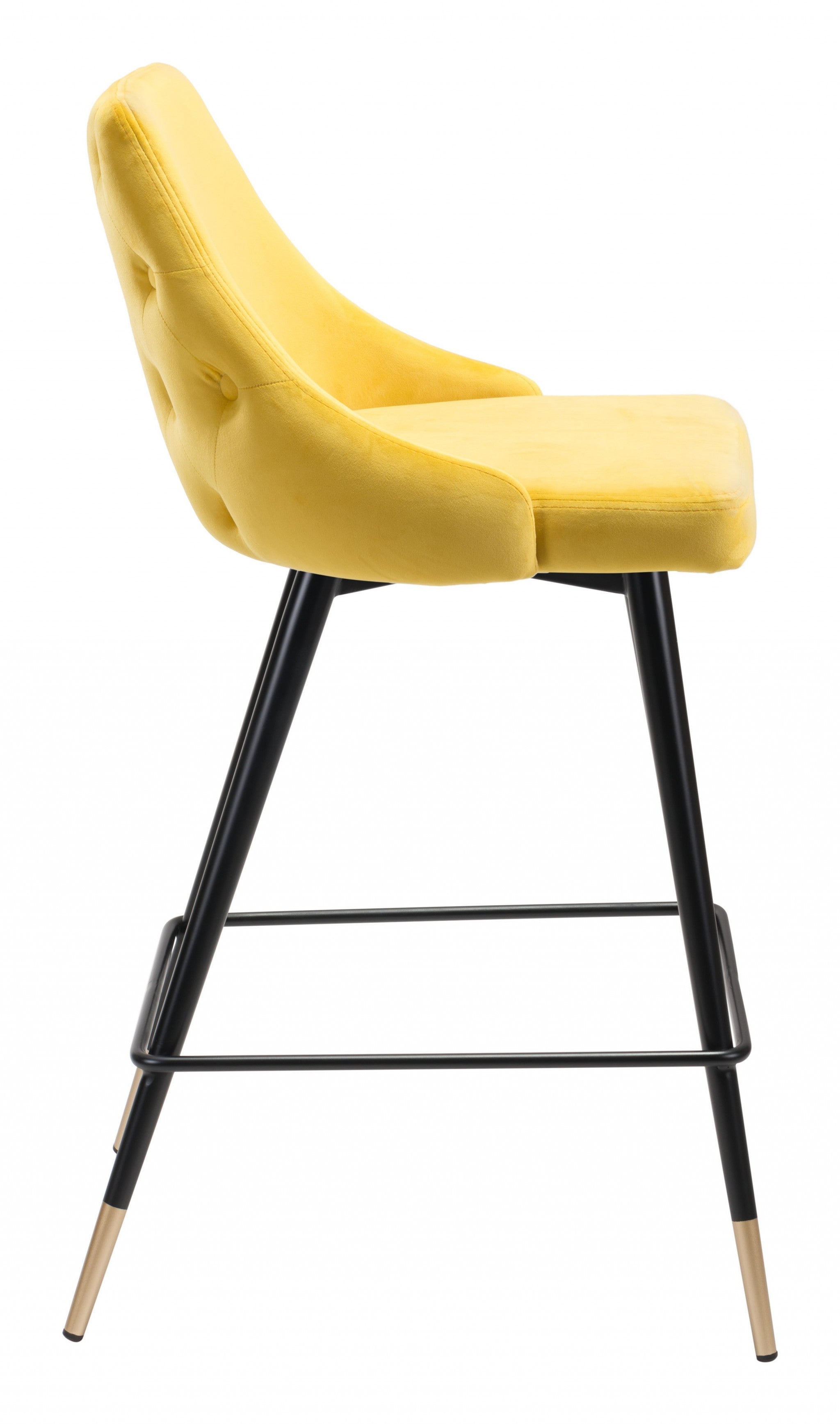 26" Yellow And Black Steel Low Back Counter Height Bar Chair