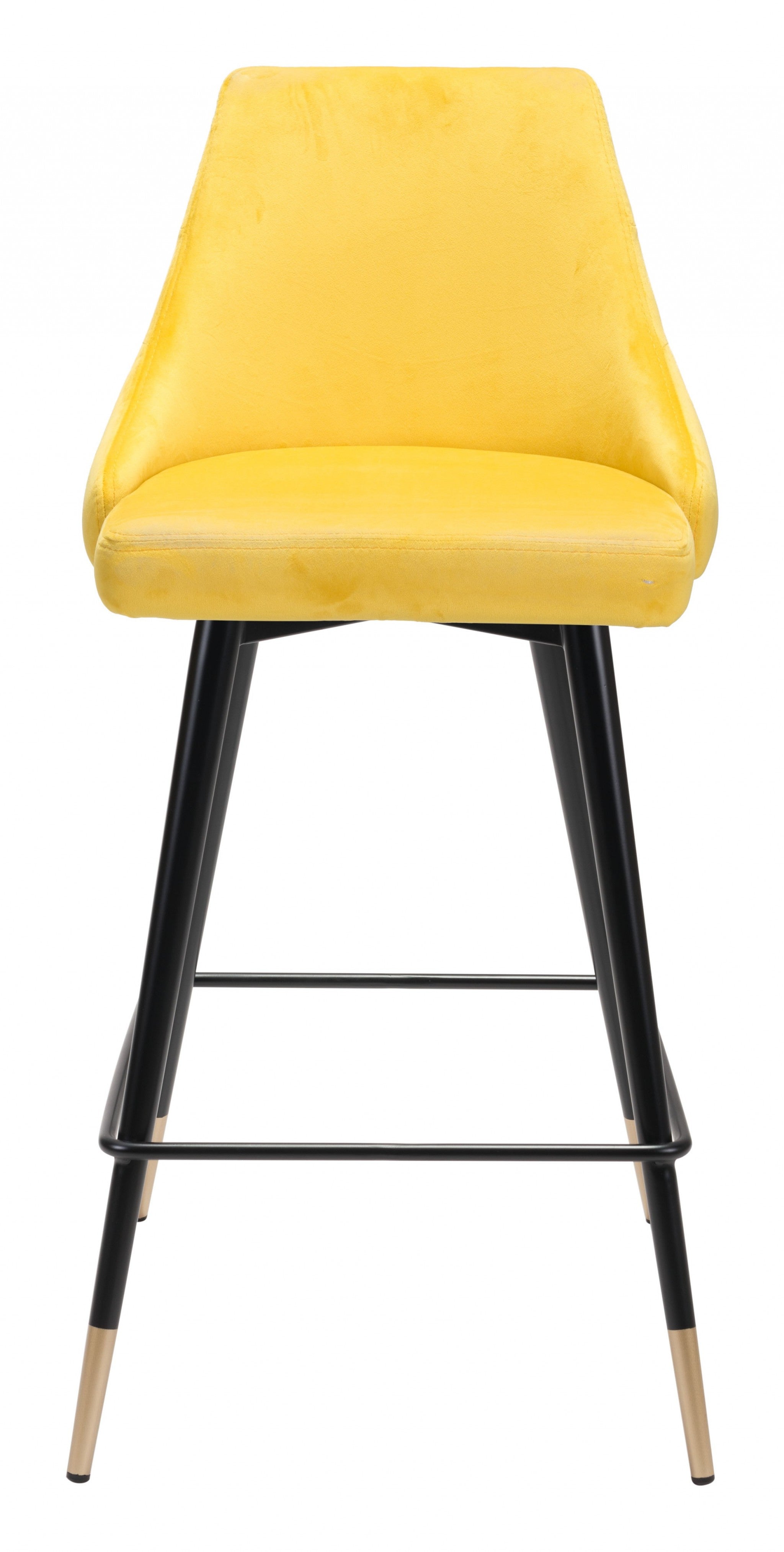 26" Yellow And Black Steel Low Back Counter Height Bar Chair