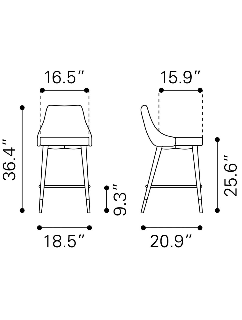 26" Yellow And Black Steel Low Back Counter Height Bar Chair