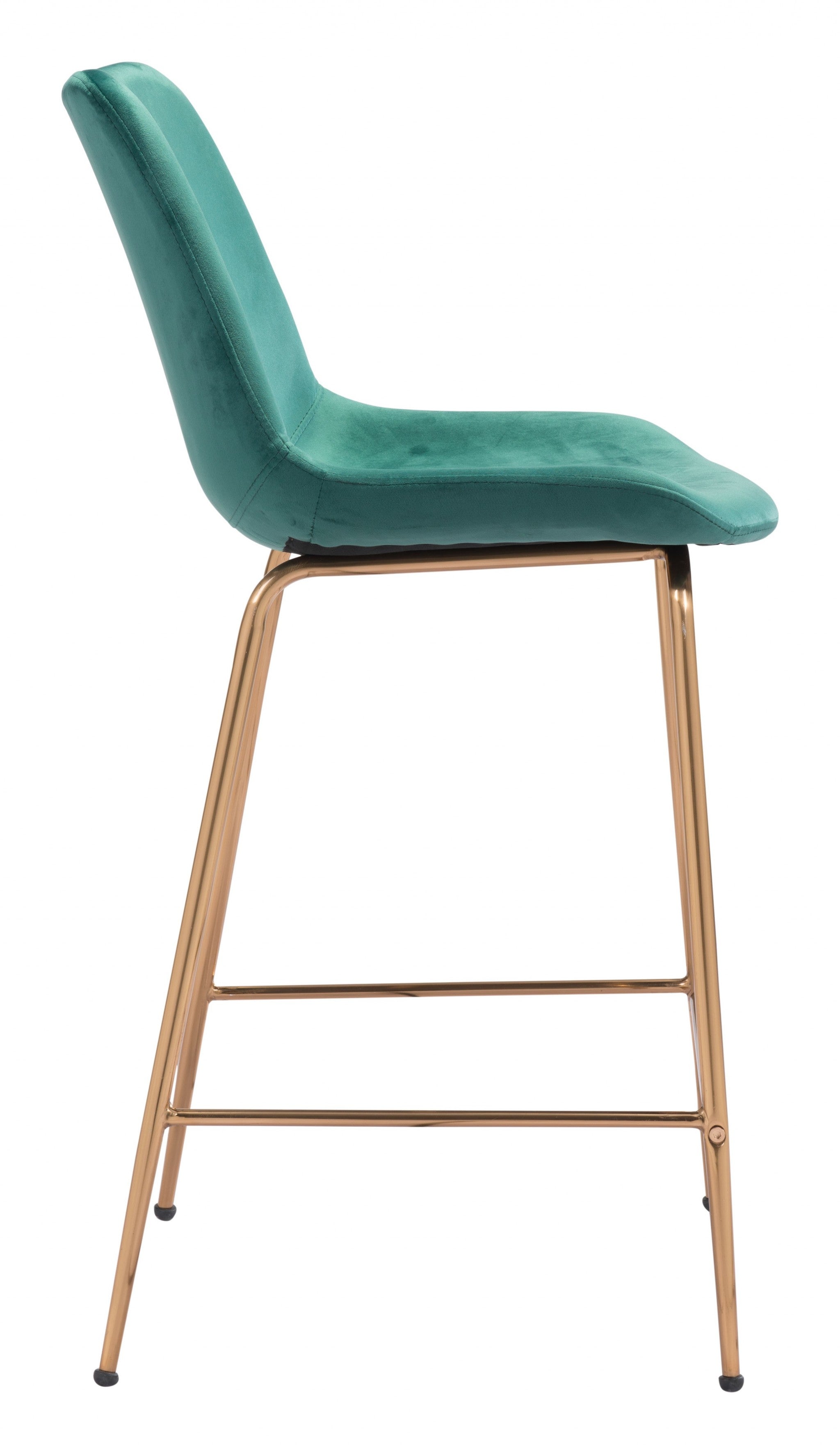 26" Green And Copper Steel Low Back Counter Height Bar Chair