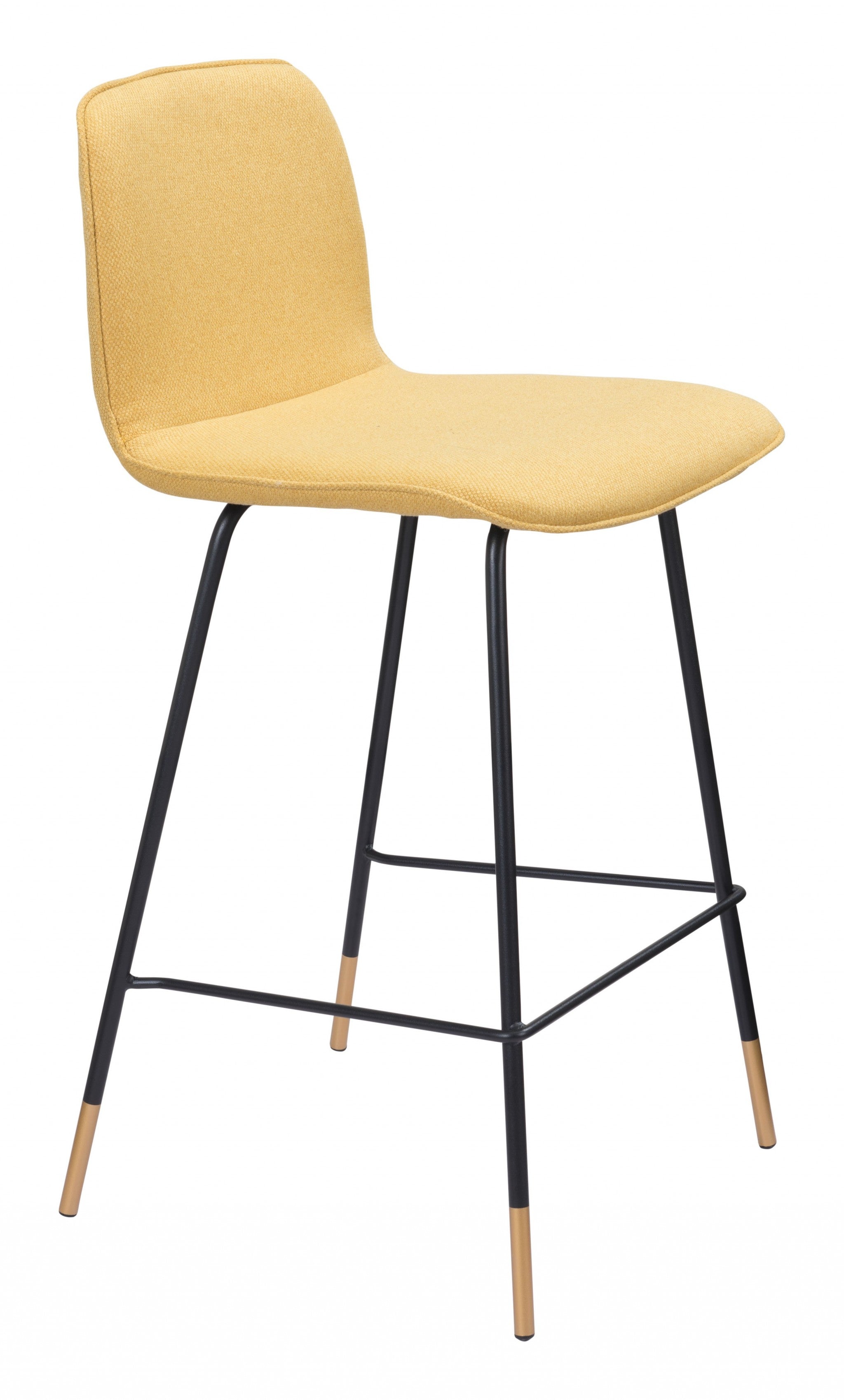 27" Yellow And Black Steel Low Back Counter Height Bar Chair