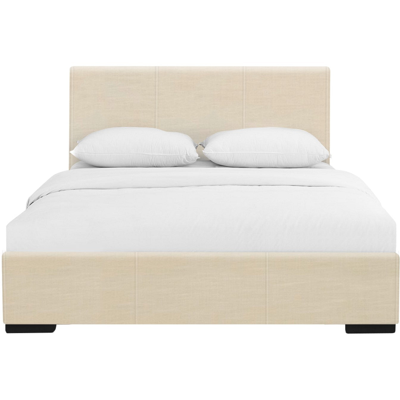 White Upholstered King Platform Bed