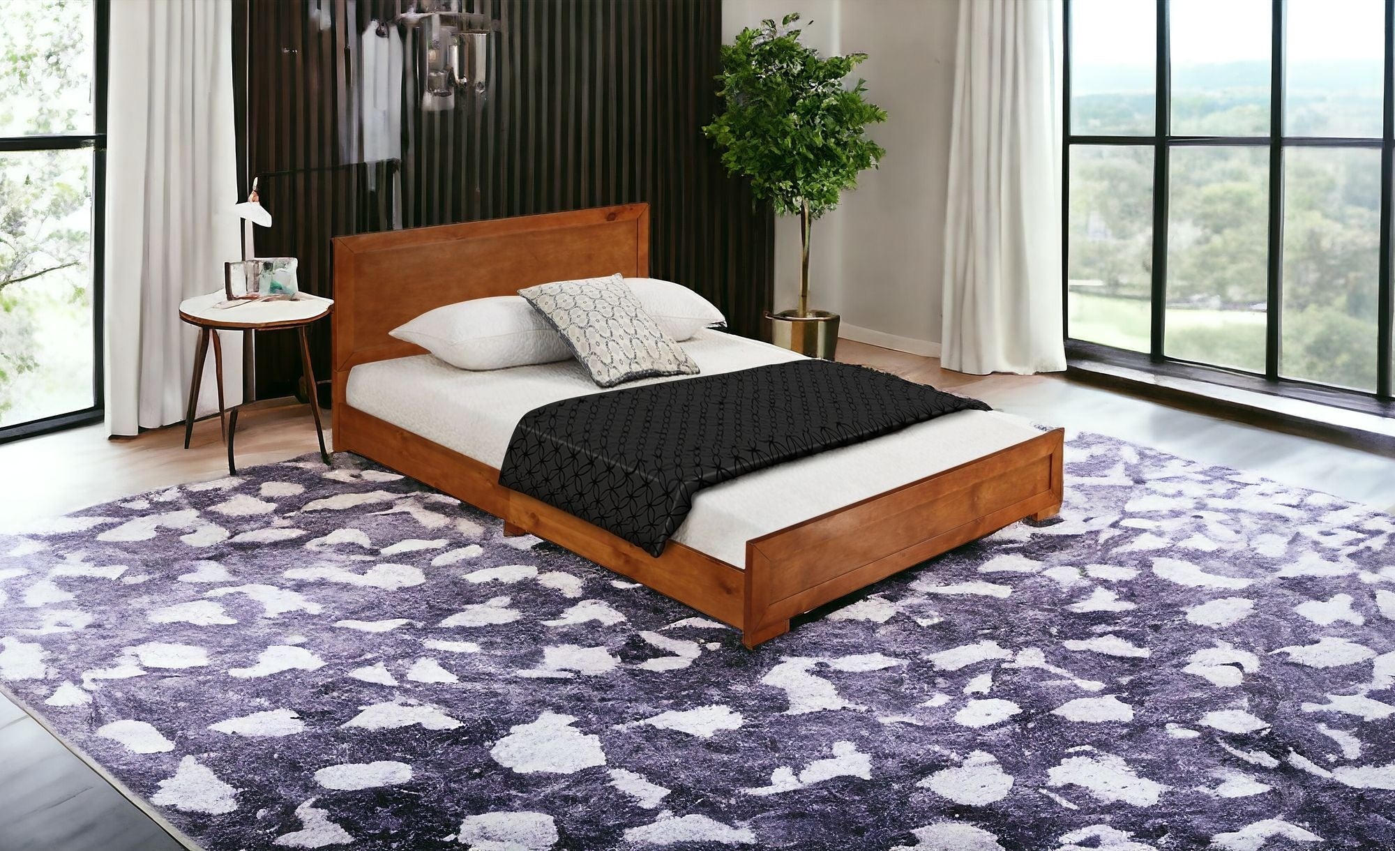 Walnut Wood Queen Platform Bed