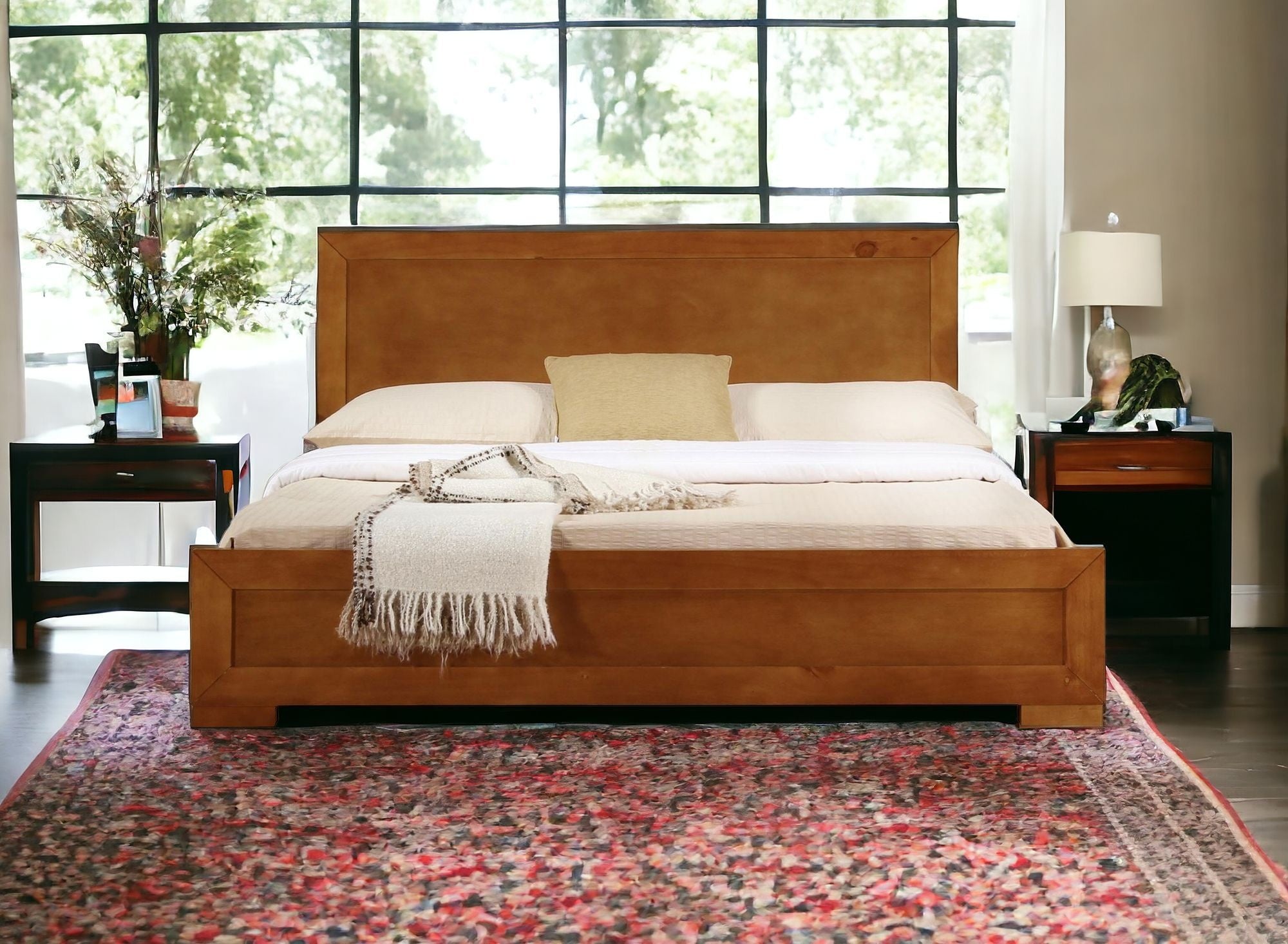 Walnut Wood Queen Platform Bed